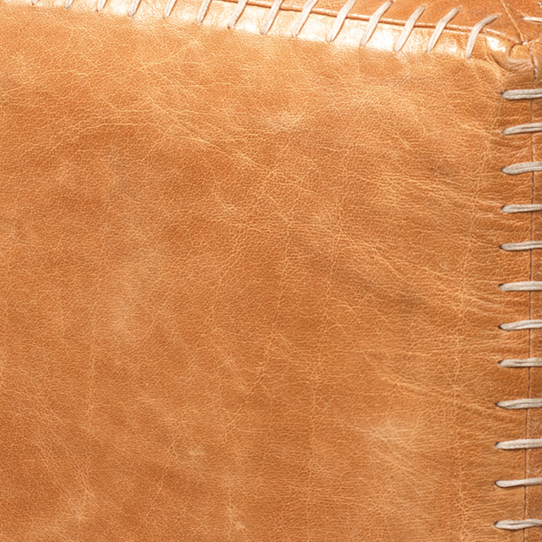 Buff Leather Ottoman by Jamie Young