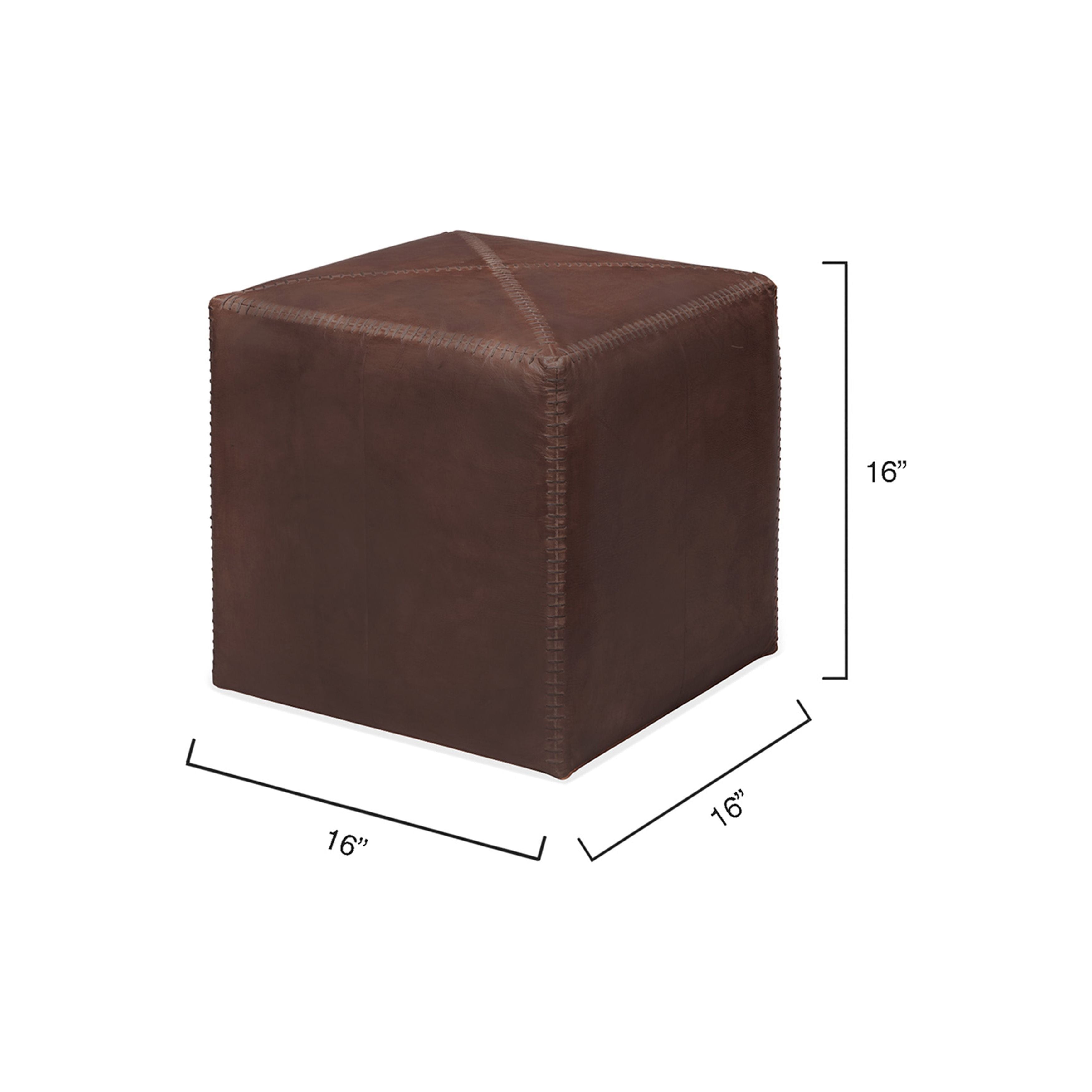 Tobacco Leather Ottoman, Small by Jamie Young