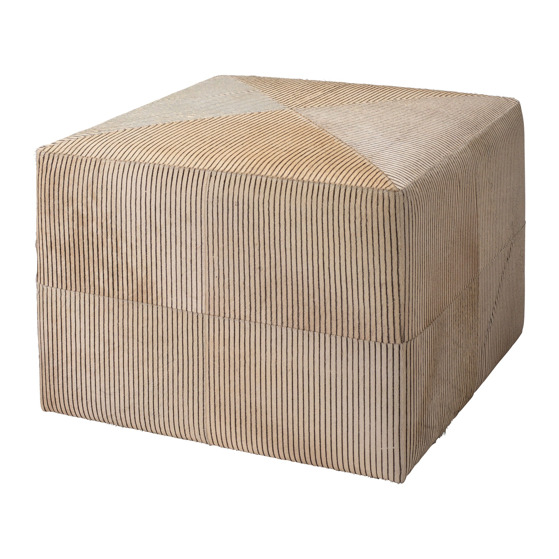 Pinstripe Hide Ottoman Large by Jamie Young