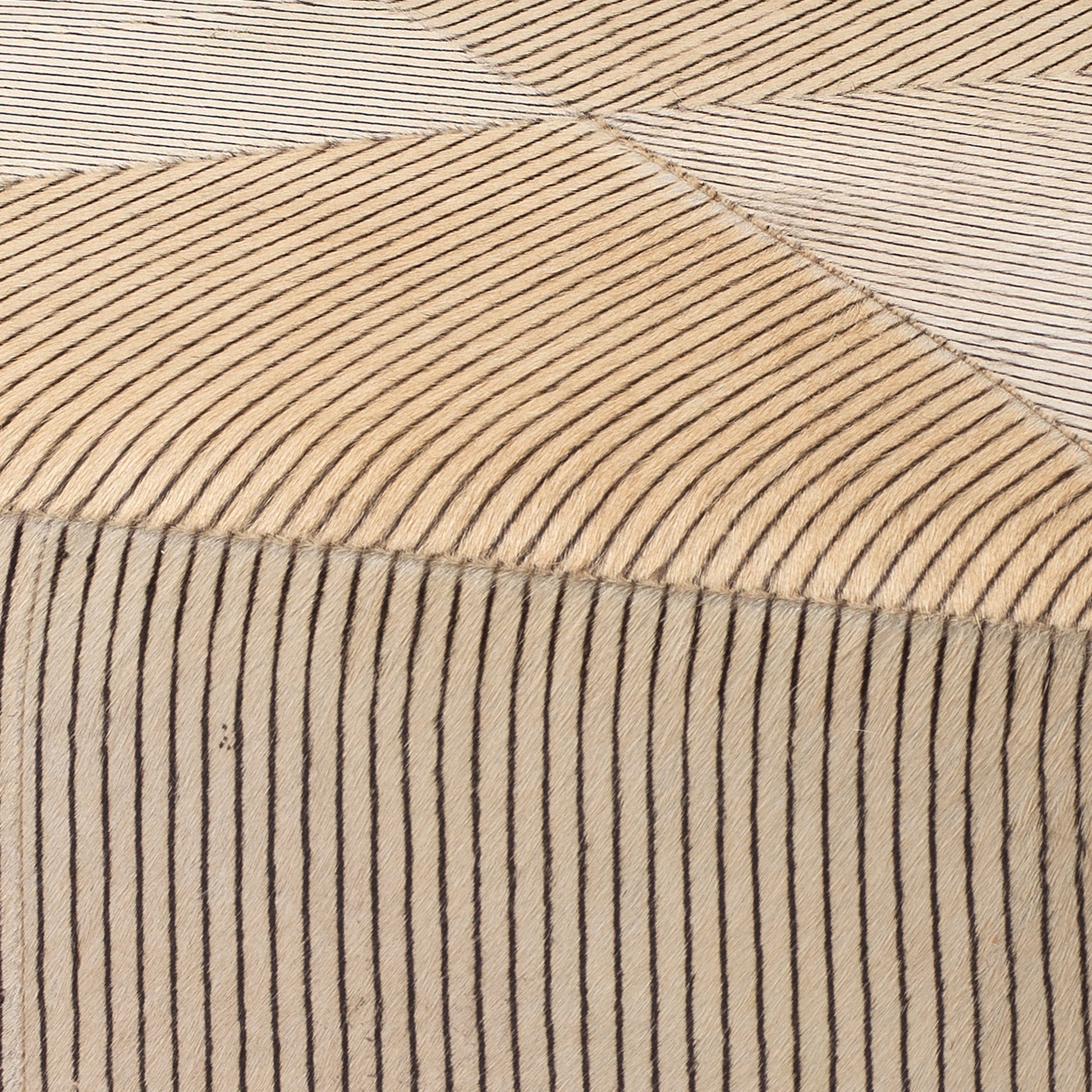 Pinstripe Hide Ottoman by Jamie Young
