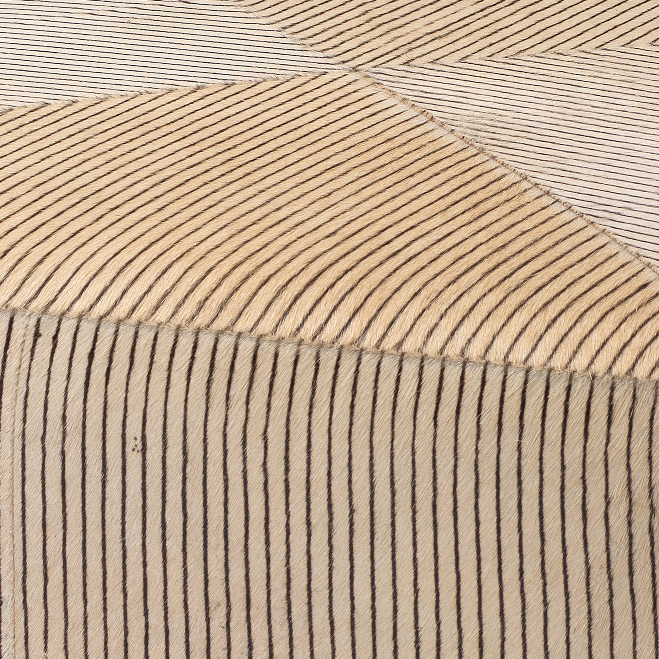 Pinstripe Hide Ottoman by Jamie Young