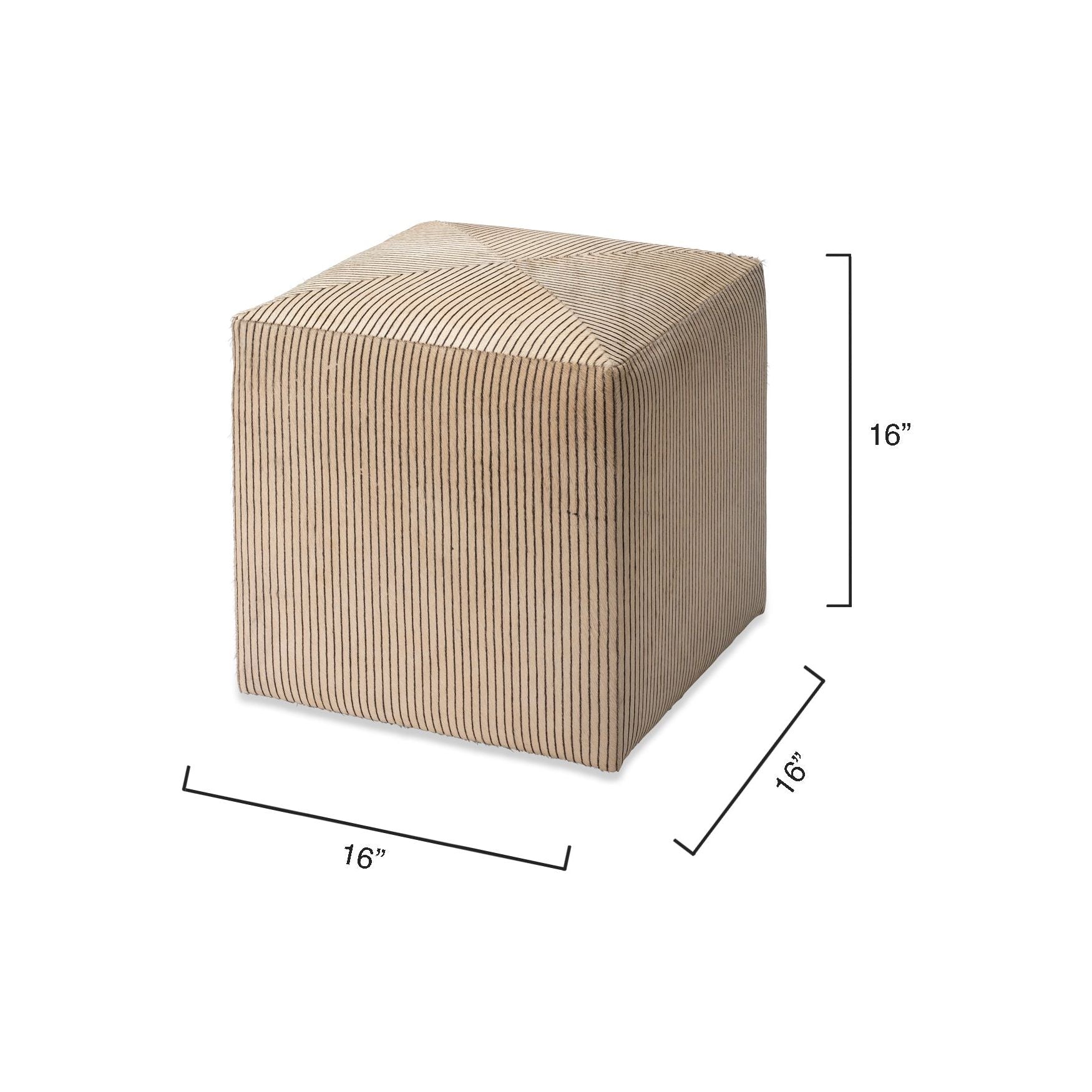 Pinstripe Hide Ottoman by Jamie Young