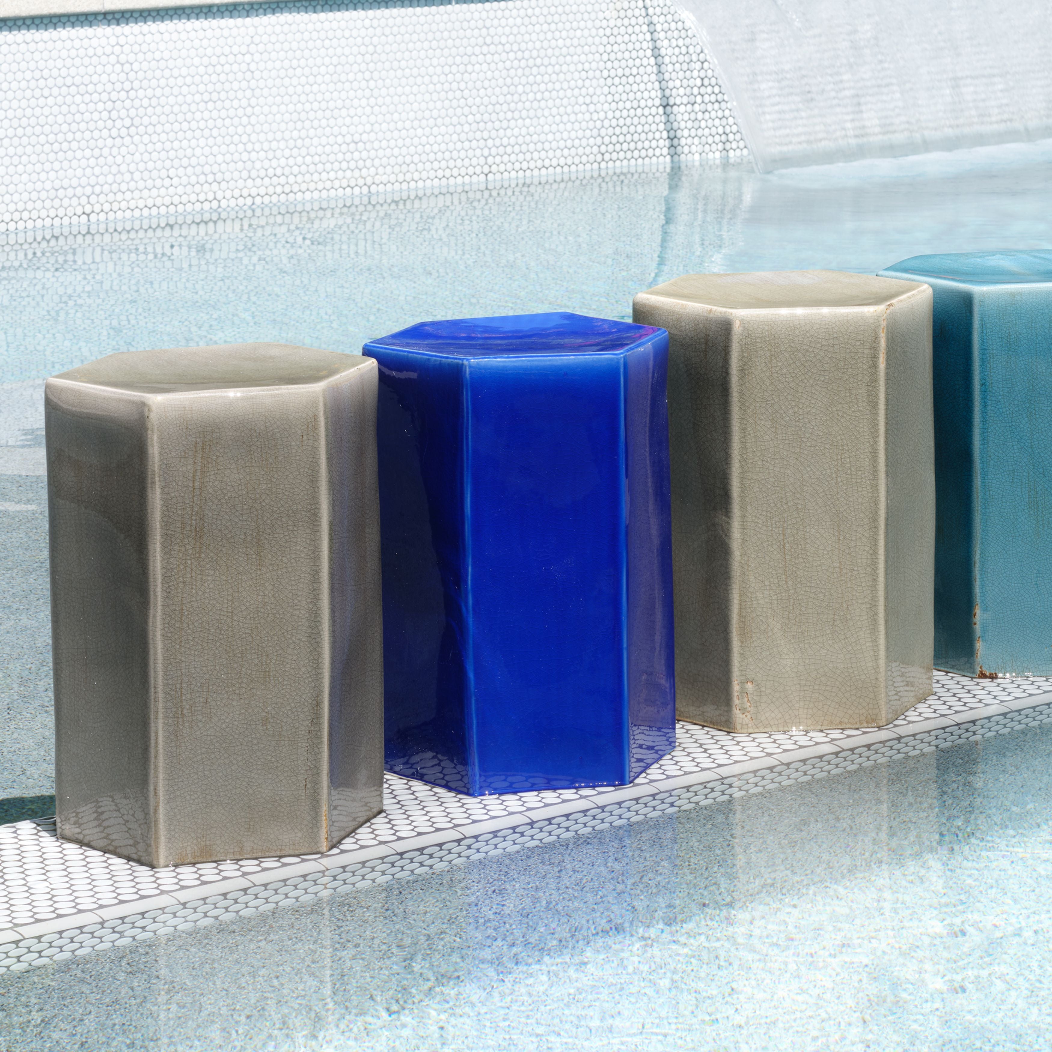 Porto Ceramic Side Indoor/Outdoor Table-Large, Cobalt Blue by Jamie Young