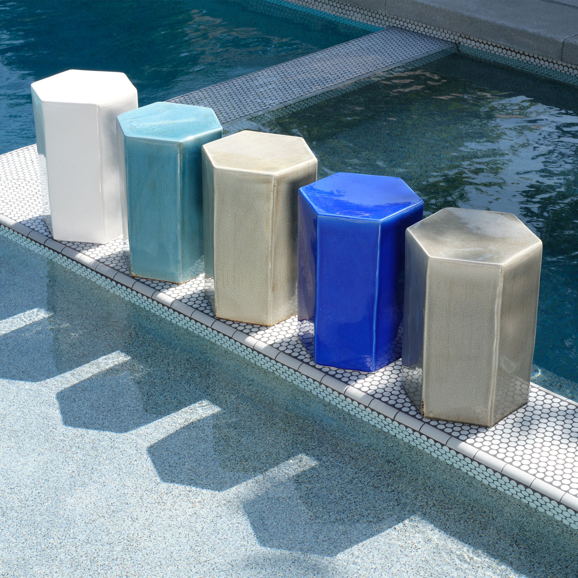 Porto Ceramic Side Indoor/Outdoor Table-Large, Cobalt Blue by Jamie Young