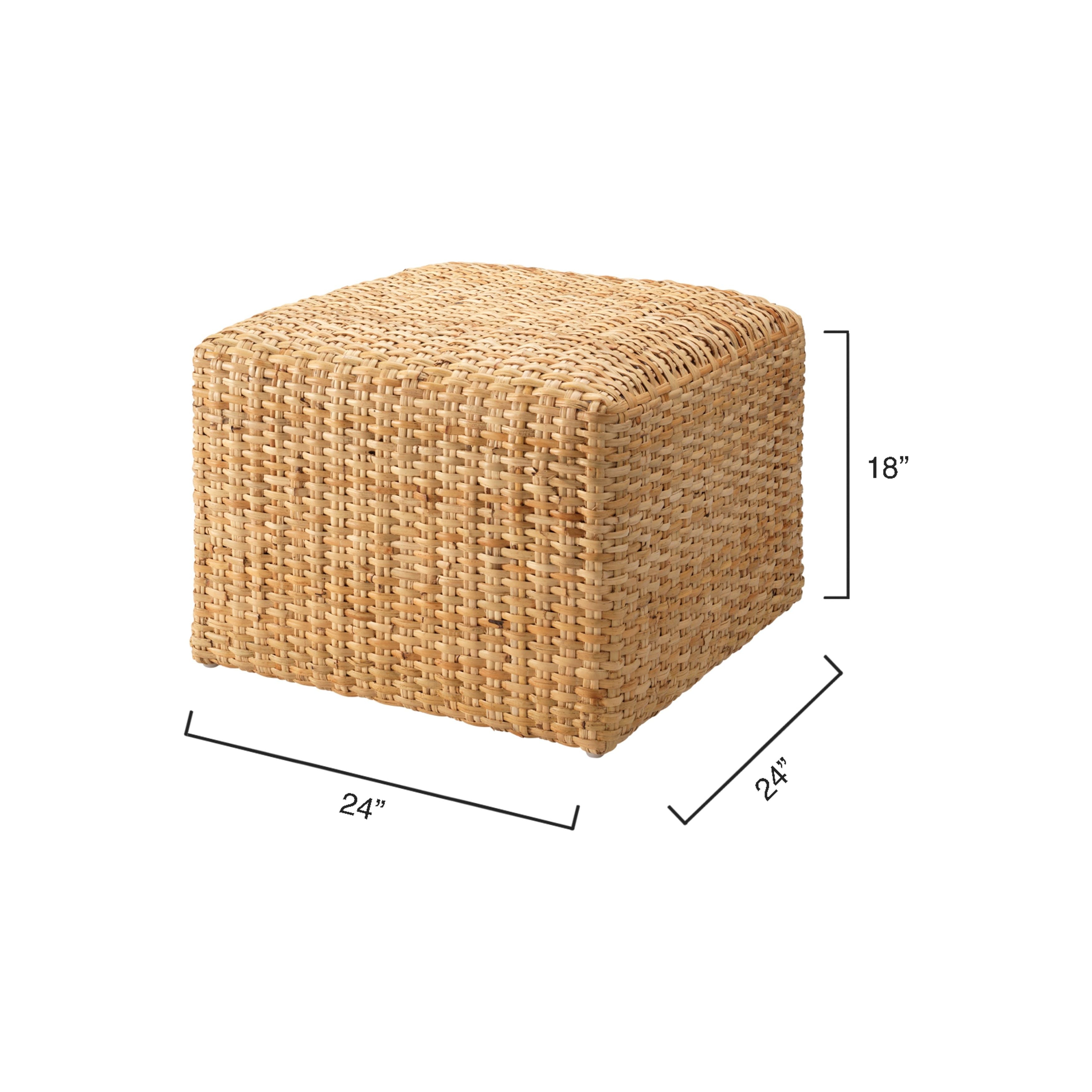 Hand-woven Natural Rattan Large Ottoman by Jamie Young