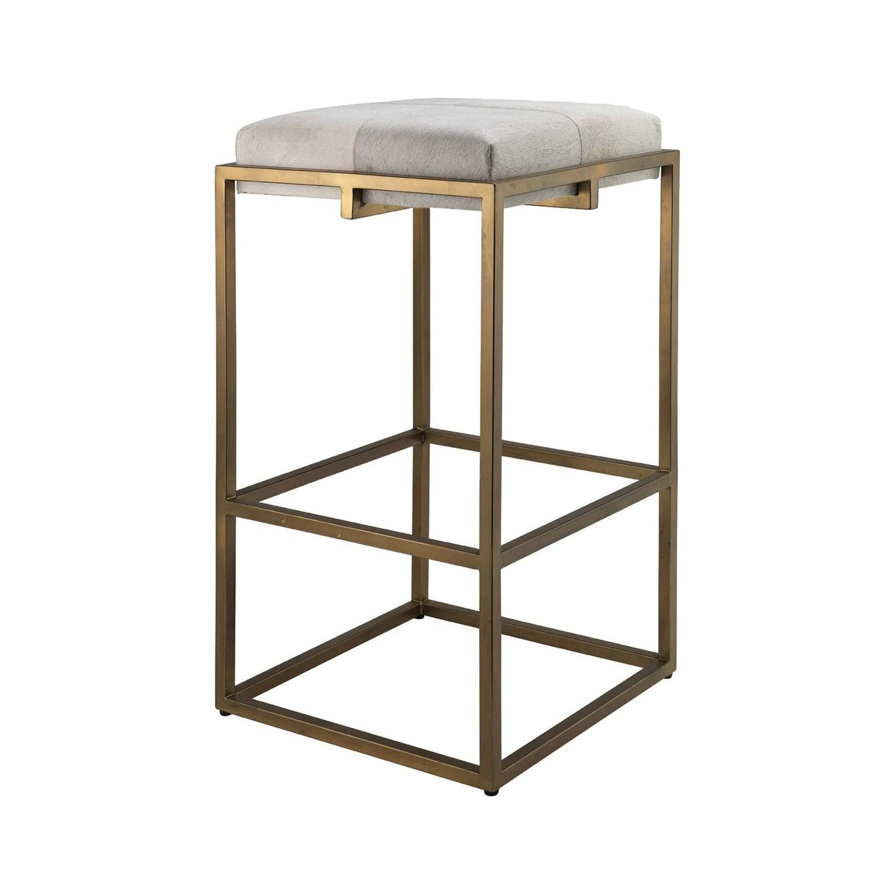 Shelby Hide Bar Stool, White by Jamie Young