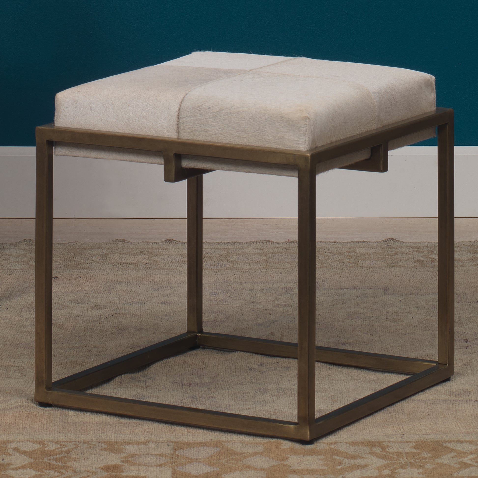 Shelby Hide Stool, White by Jamie Young