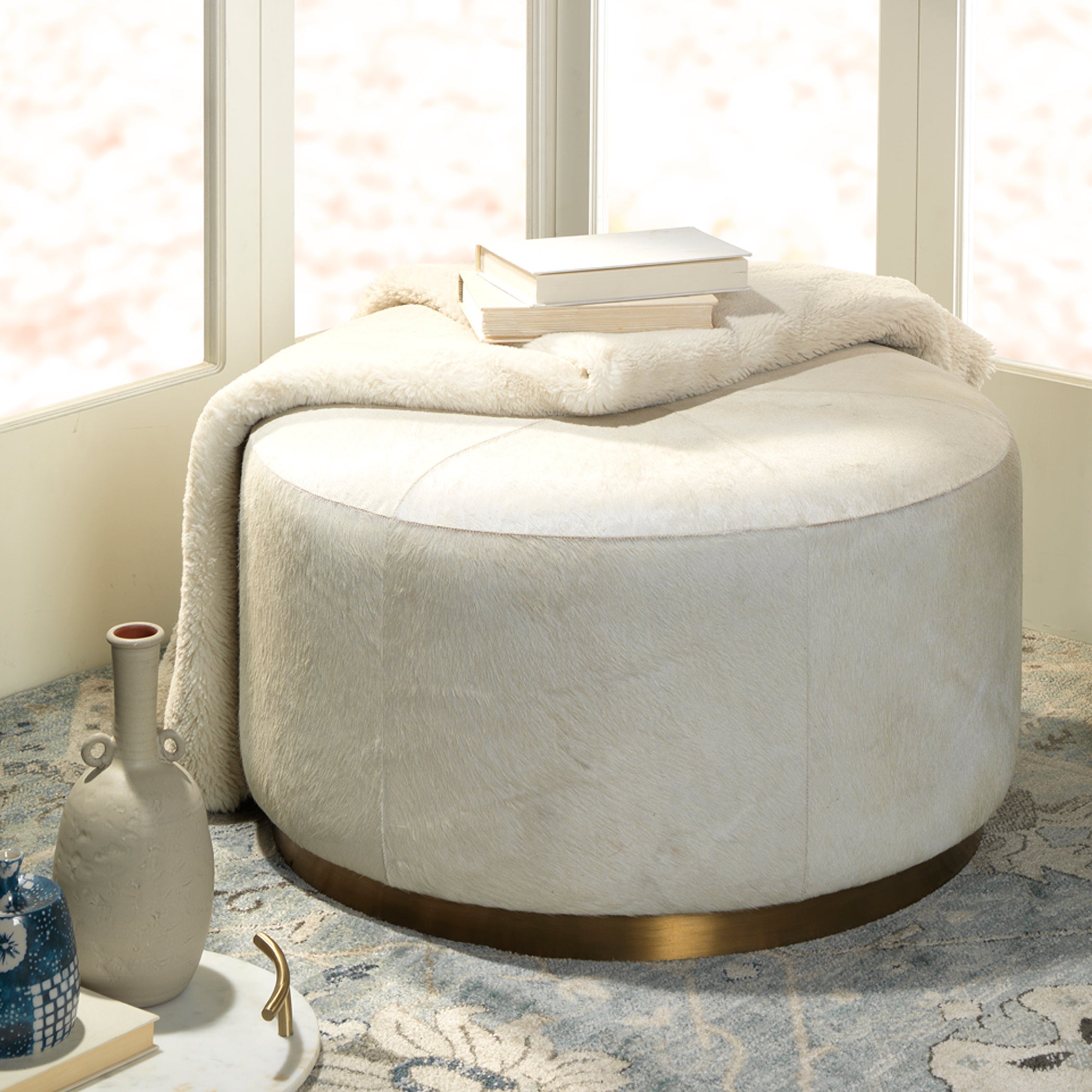 Thackery Hide On Roud Pouf, Large by Jamie Young