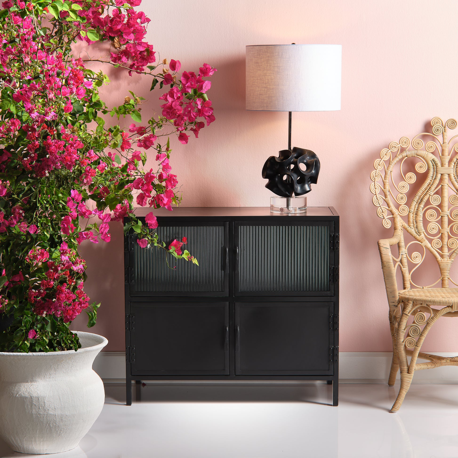Vitrino 4 Door Iron Side Table by Jamie Young