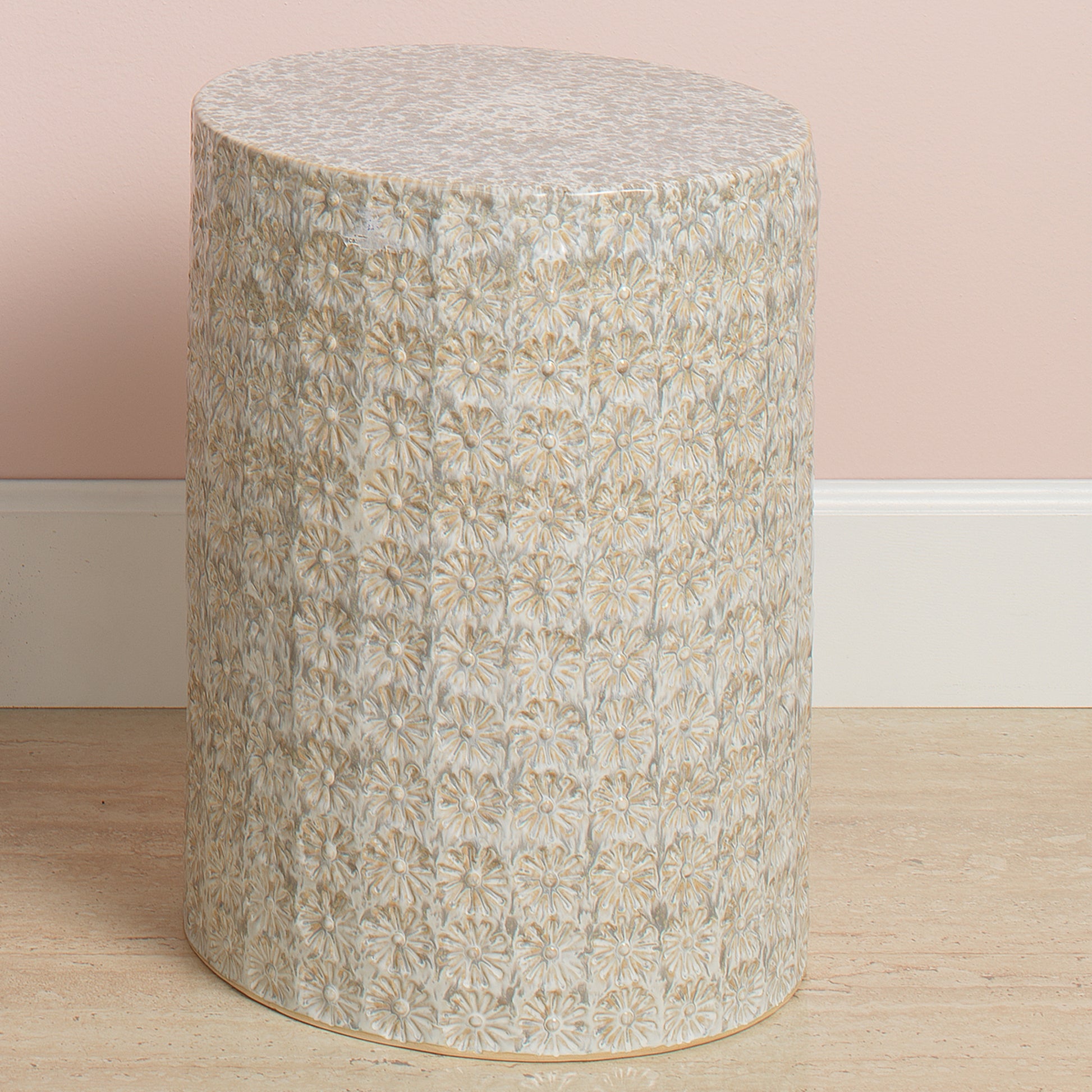Wildflower Indoor/Outdoor Ceramic Side Table Cream by Jamie Young