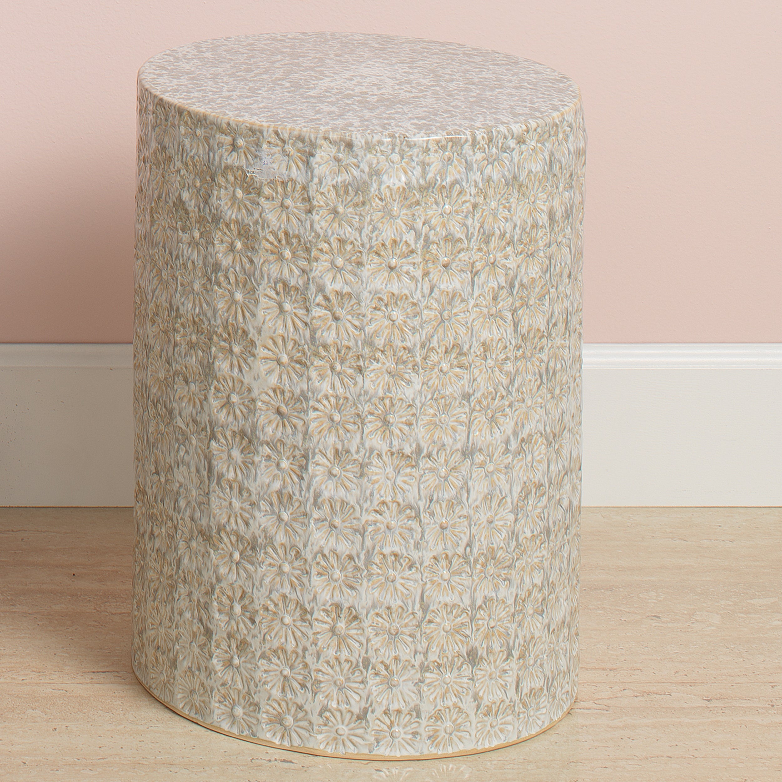 Wildflower Indoor/Outdoor Ceramic Side Table Cream by Jamie Young