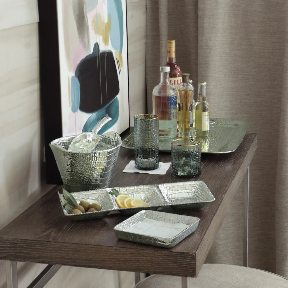 GLASS Croc Highball with Gold Rim – Smoke Grey by Beatriz Ball