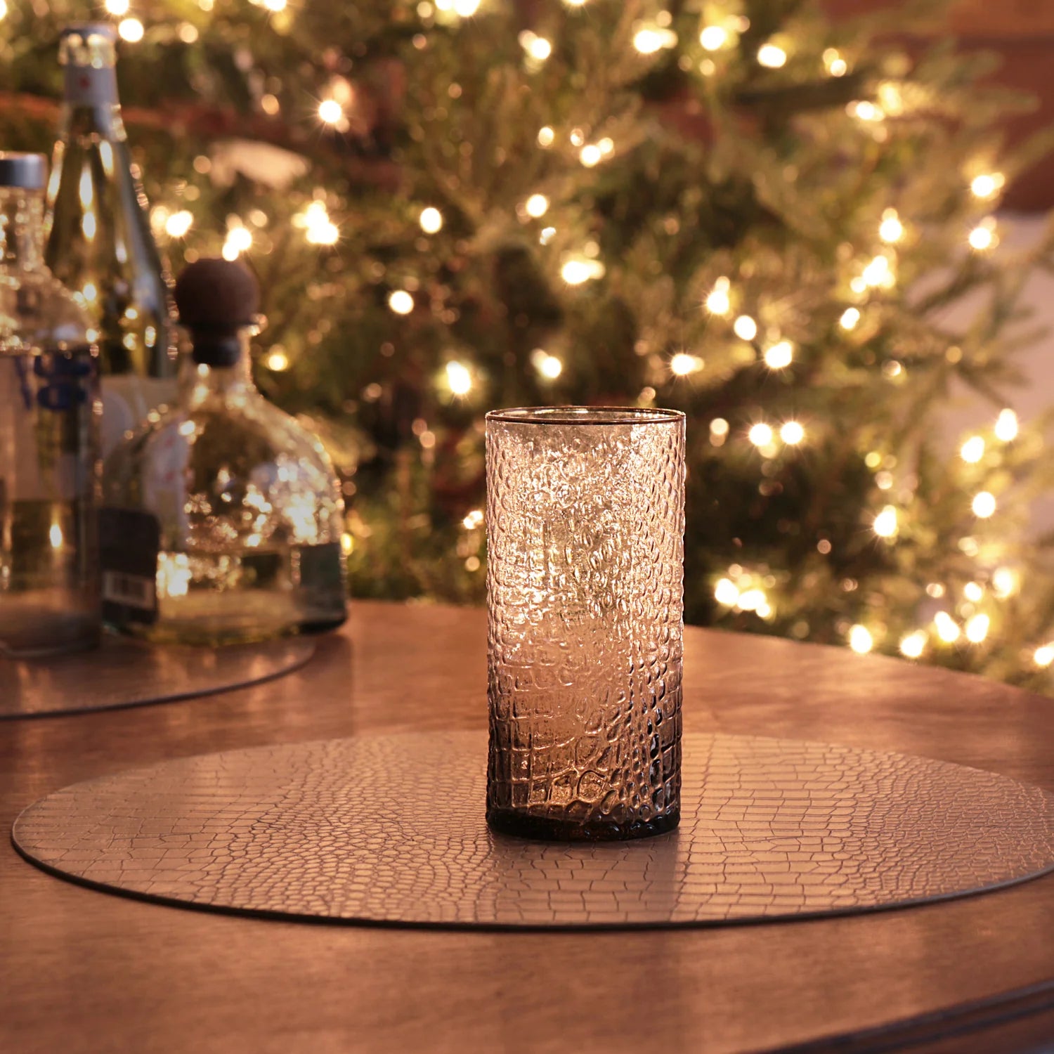 GLASS Croc Highball with Gold Rim – Smoke Grey by Beatriz Ball