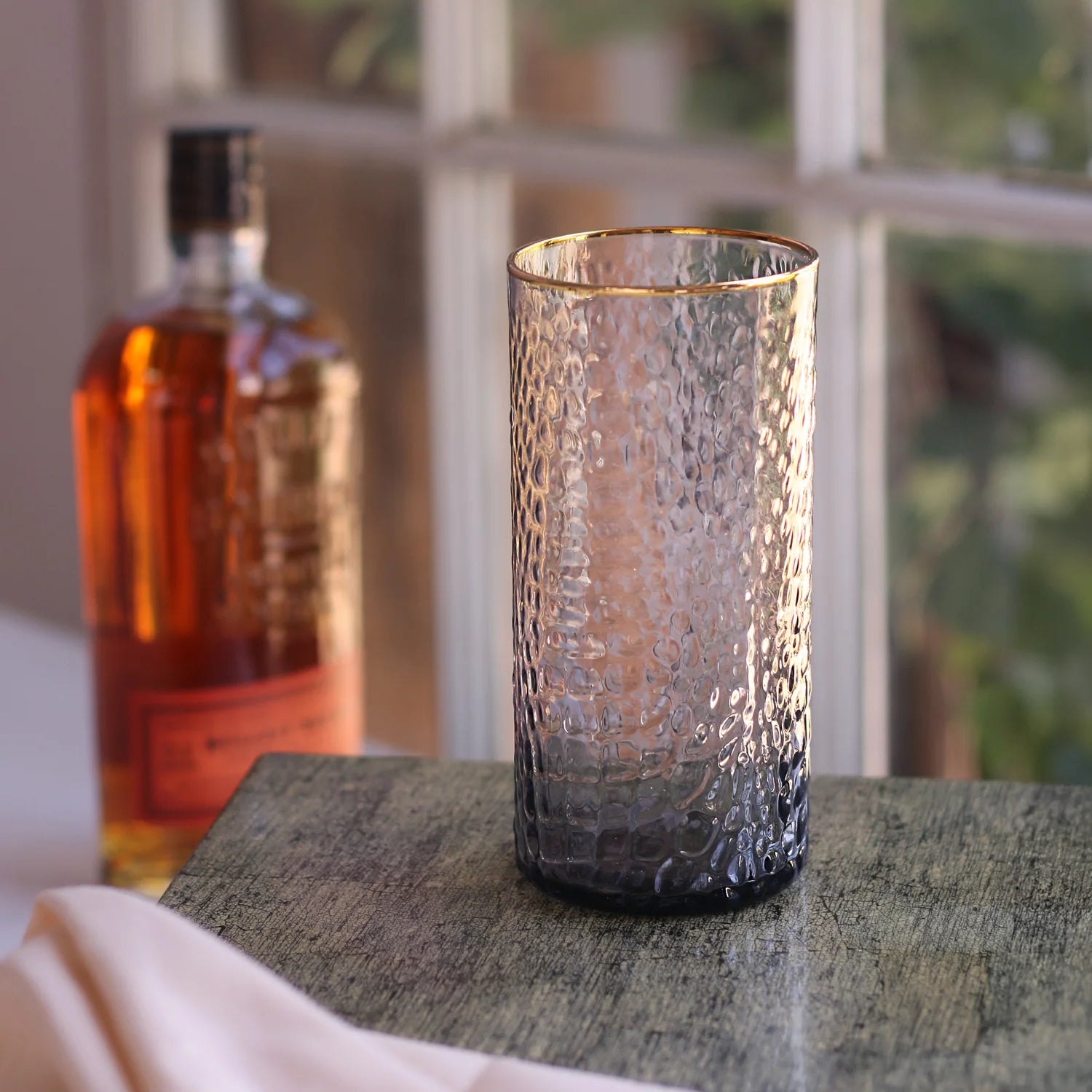 GLASS Croc Highball with Gold Rim – Smoke Grey by Beatriz Ball