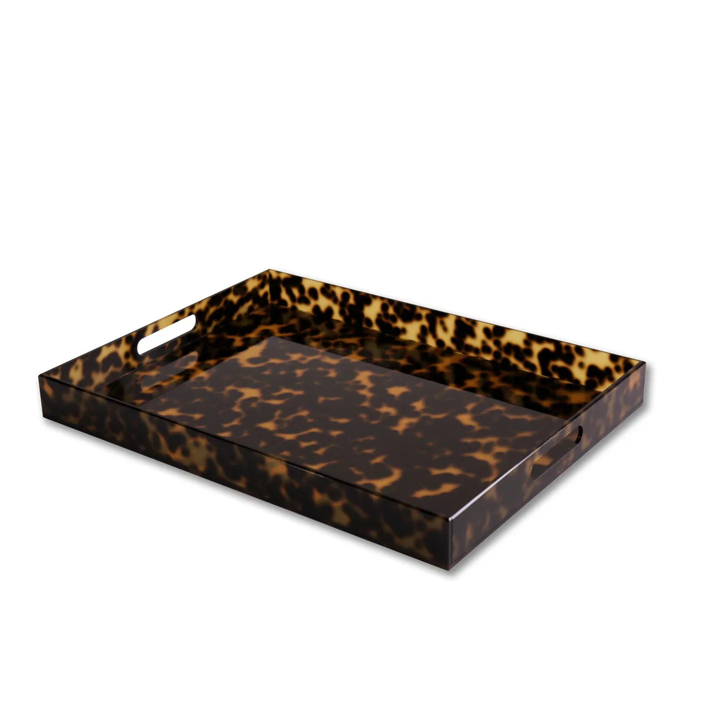 VIDA Acrylic Tortoise X-Large Tray With Handles | Modern Bar Tray by Beatriz Ball