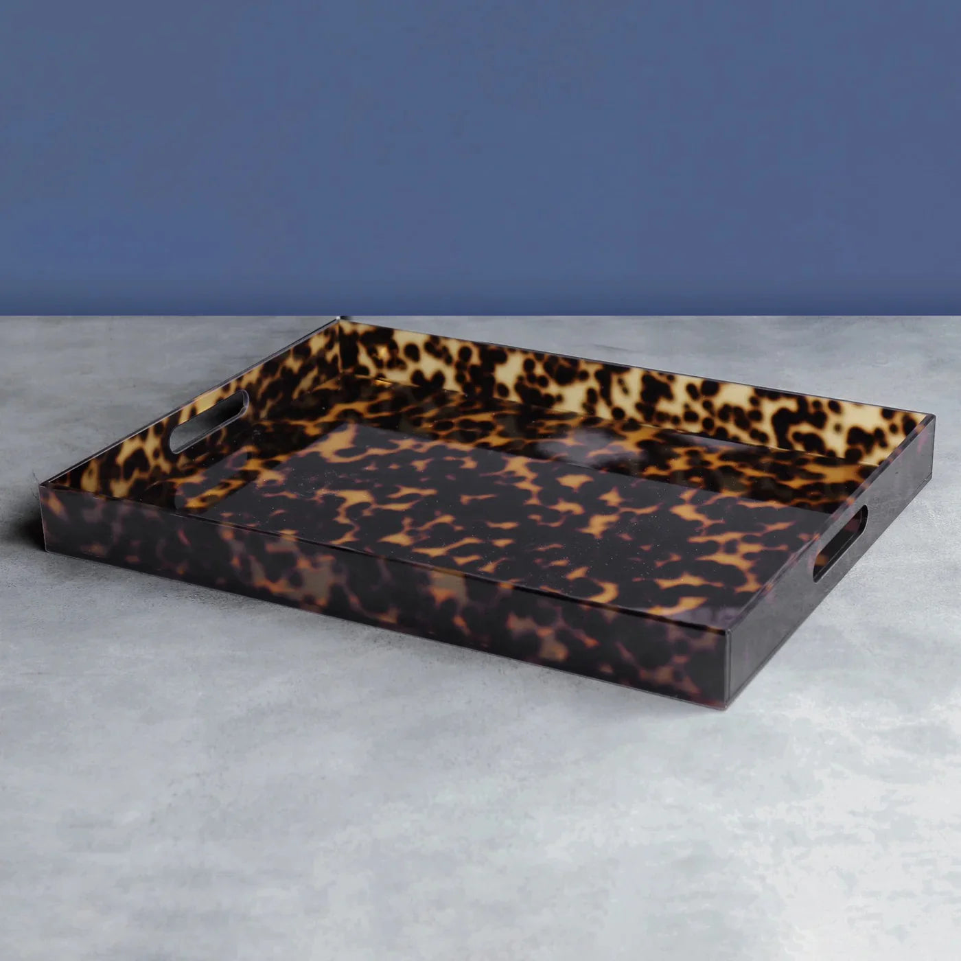 VIDA Acrylic Tortoise X-Large Tray With Handles | Modern Bar Tray by Beatriz Ball