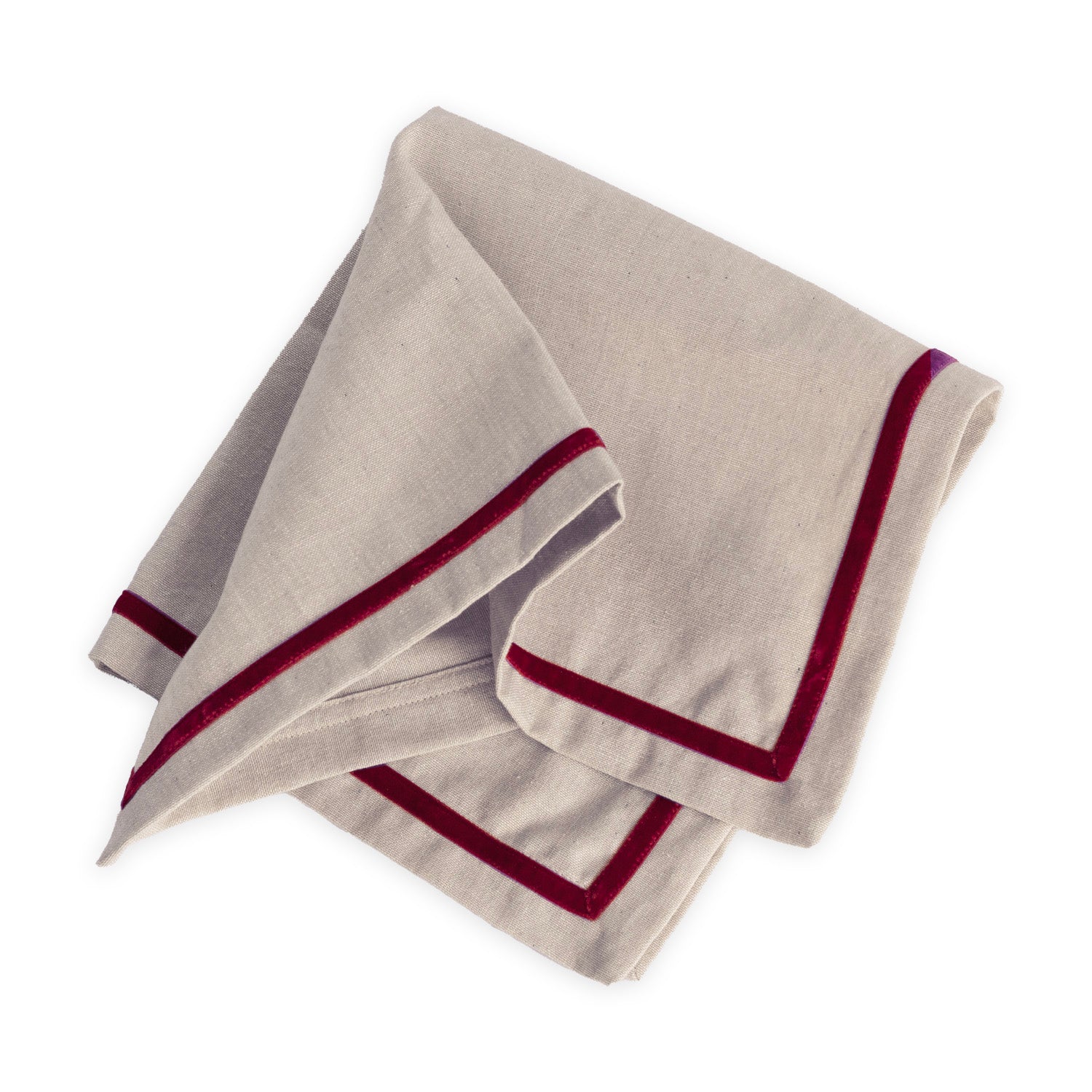 Linen Placemats with Border – Beige & Red by Beatriz Ball