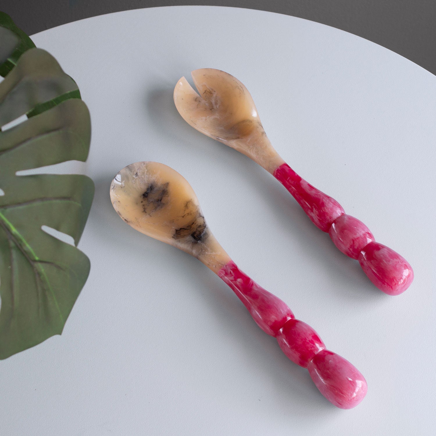 Resin Rio Bubble Salad Servers Pink by Beatriz Ball