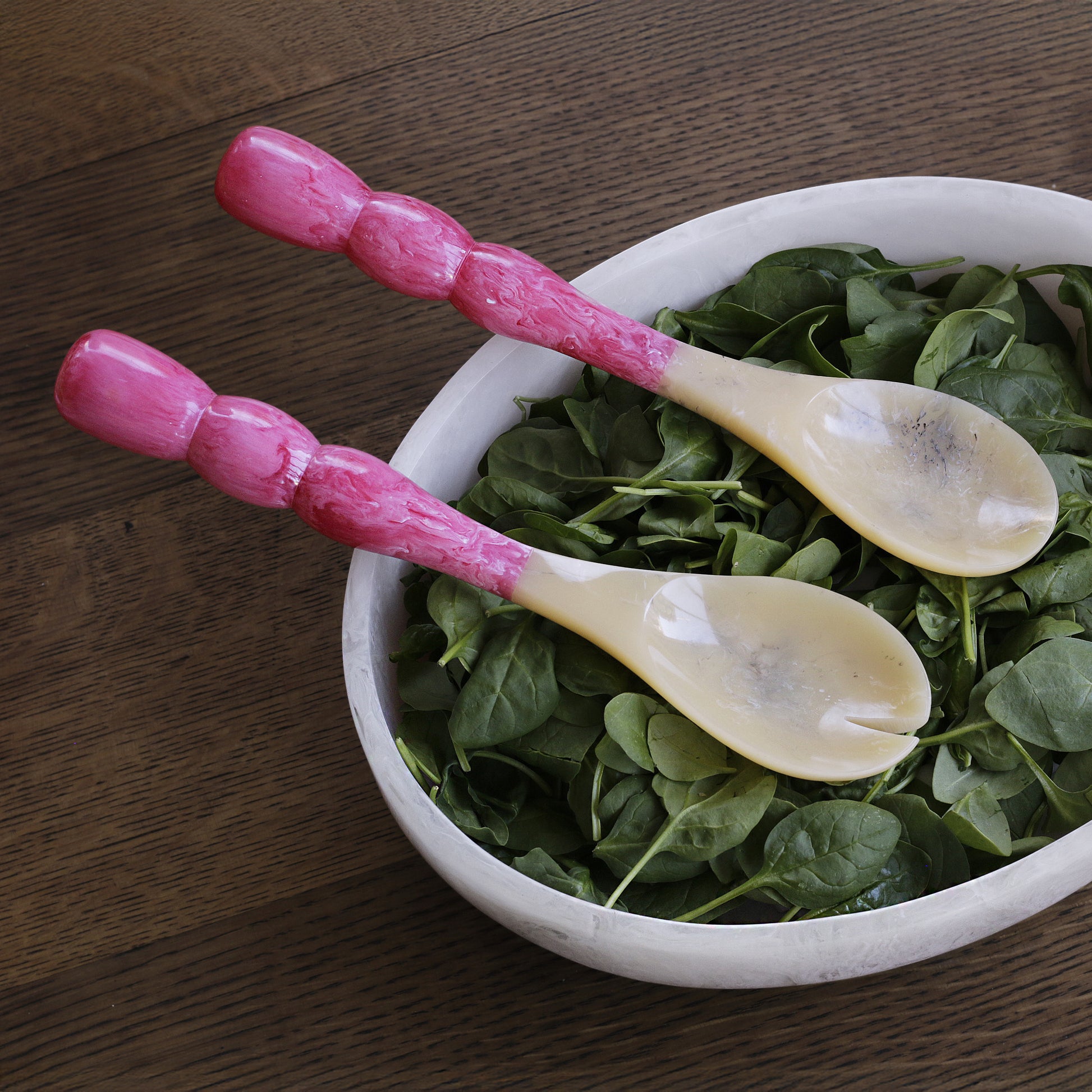 Resin Rio Bubble Salad Servers Pink by Beatriz Ball