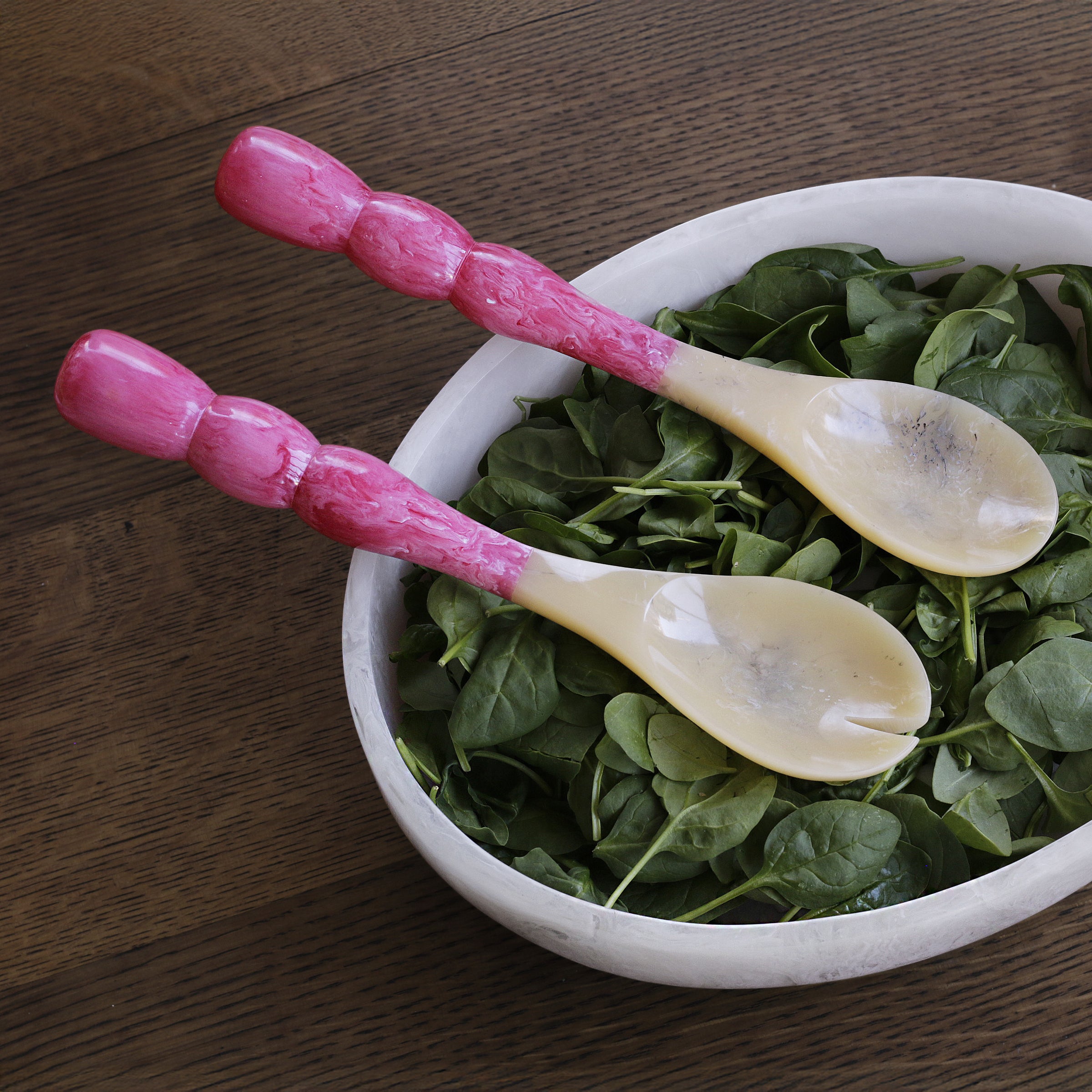 Resin Rio Bubble Salad Servers Pink by Beatriz Ball