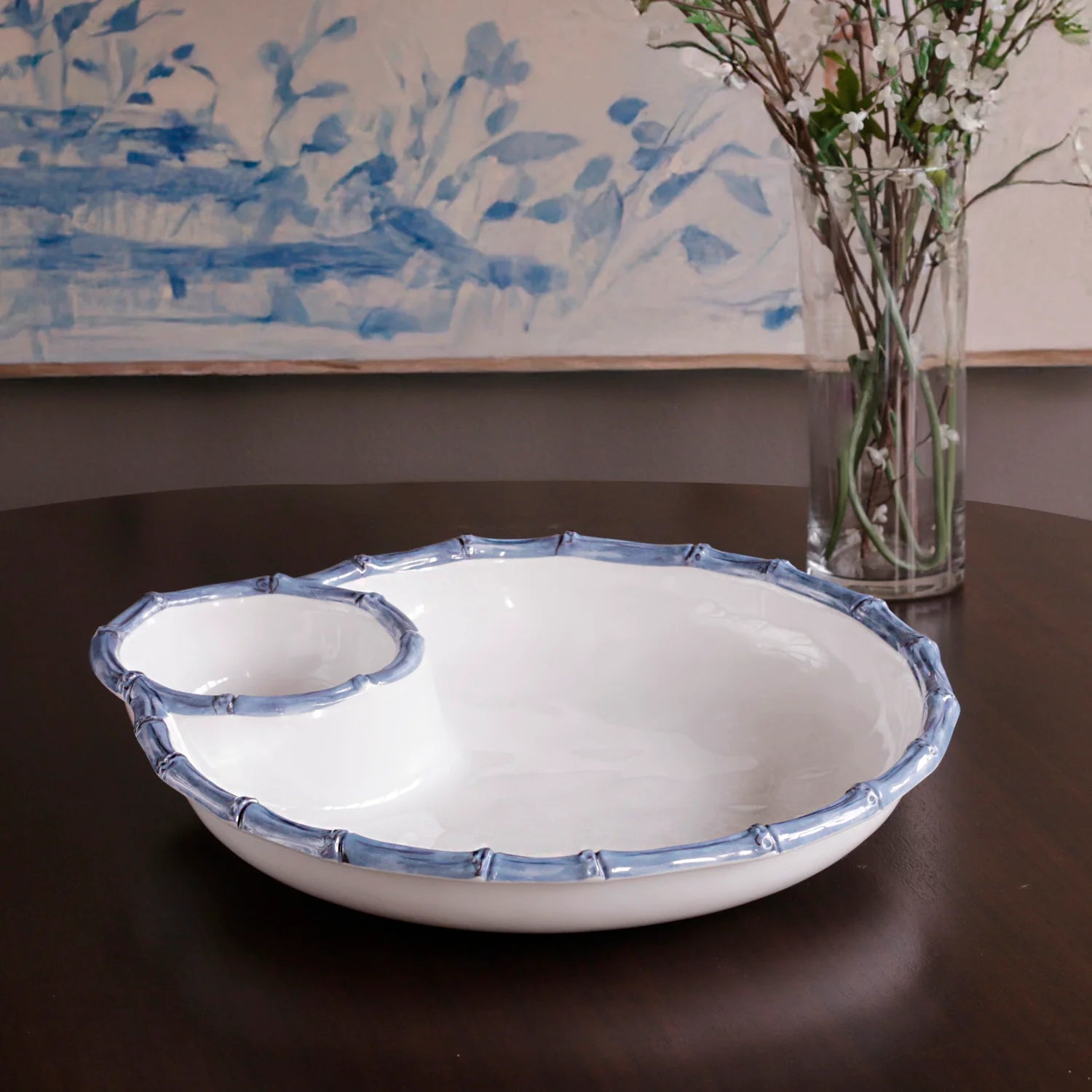 VIDA Bamboo Large Chip & Dip Bowl – Blue & White | Beatriz Ball by Beatriz Ball