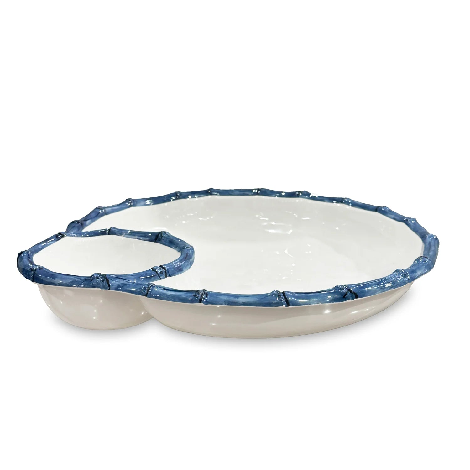 VIDA Bamboo Large Chip & Dip Bowl – Blue & White | Beatriz Ball by Beatriz Ball