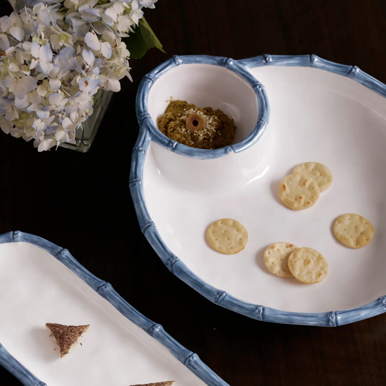 VIDA Bamboo Large Chip & Dip Bowl – Blue & White | Beatriz Ball by Beatriz Ball