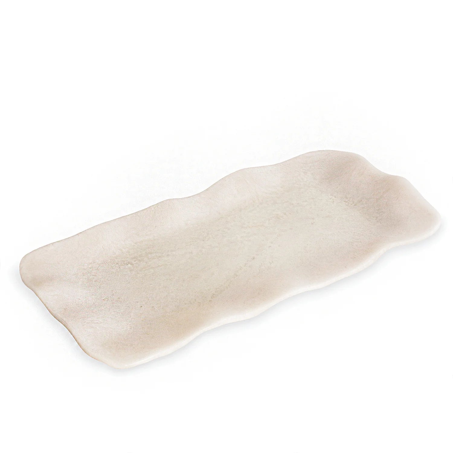 RESIN Alabaster Long Rectangle Tray – White Swirl by Beatriz Ball