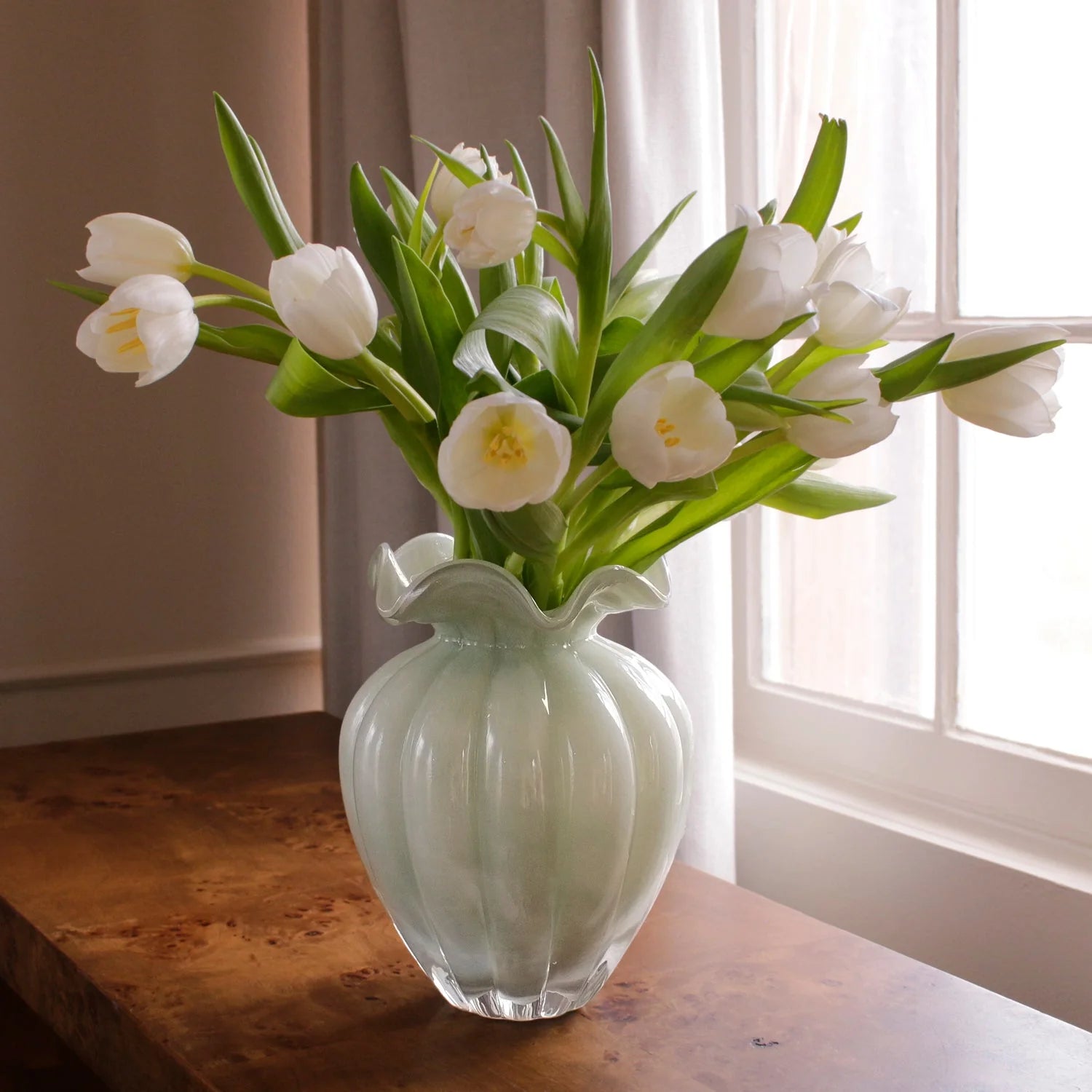 Vento Large Glass Vase – Pistachio by Beatriz Ball