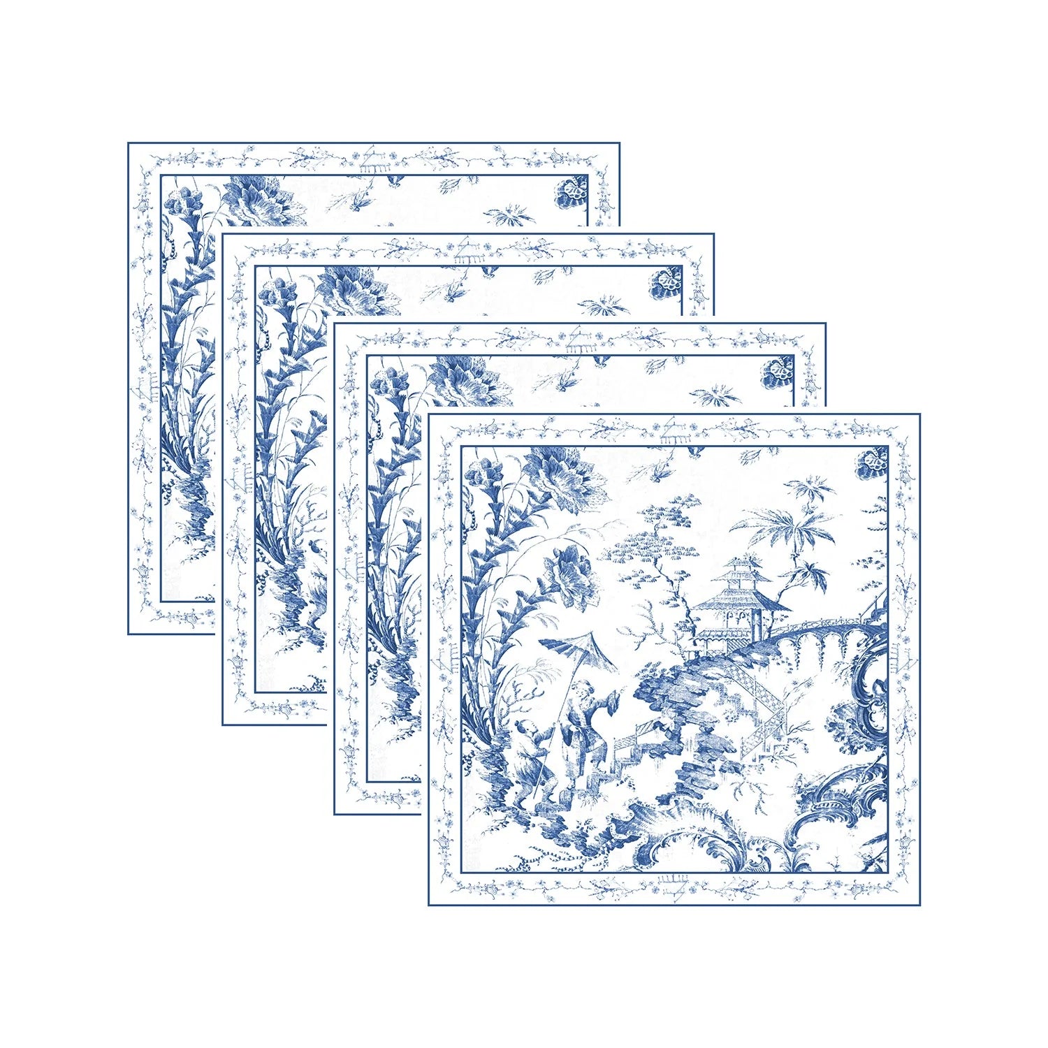 LINENS Chinoiserie Napkins 20" × 20", Set of 4 – Blue & White | Beatriz Ball by Beatriz Ball