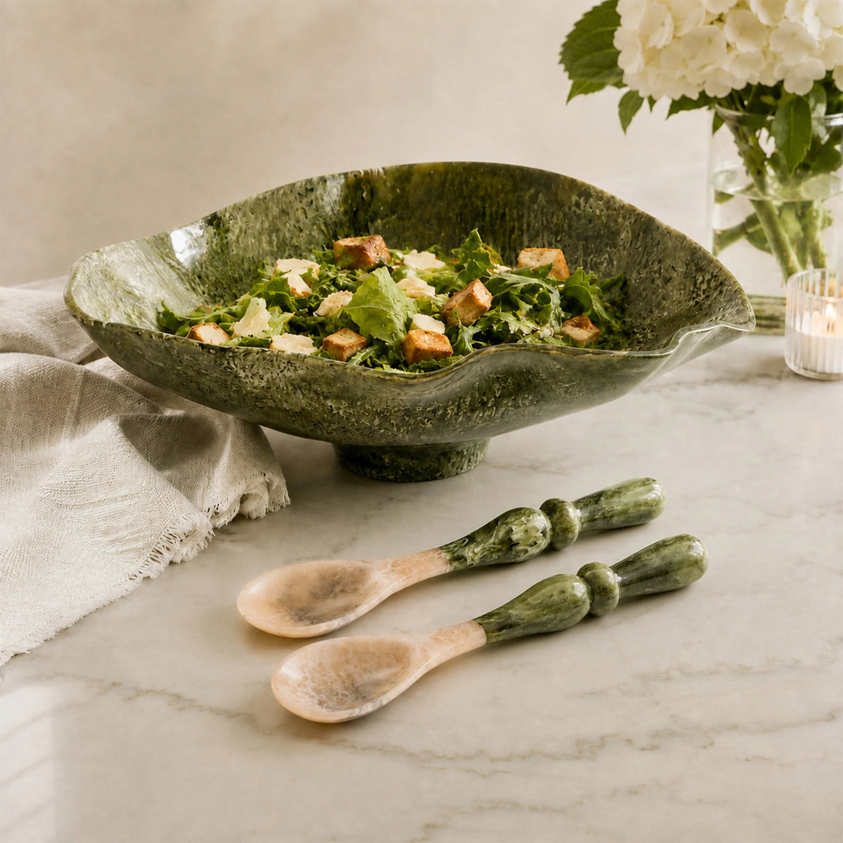 RESIN Malachite Salad Servers – Green | Beatriz Ball