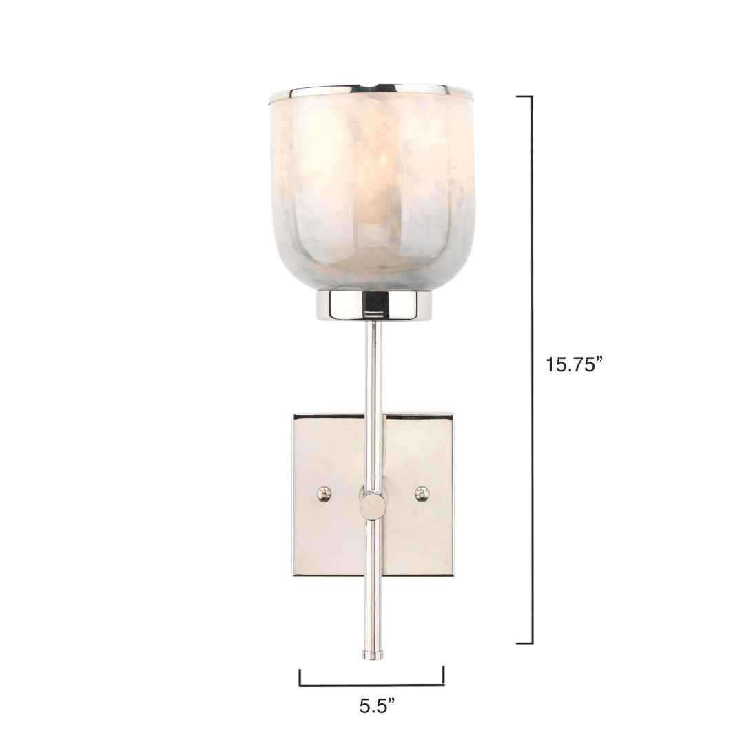 Vapor Single Sconce, Nickel and Blue Opal Metallic Glass by Jamie Young