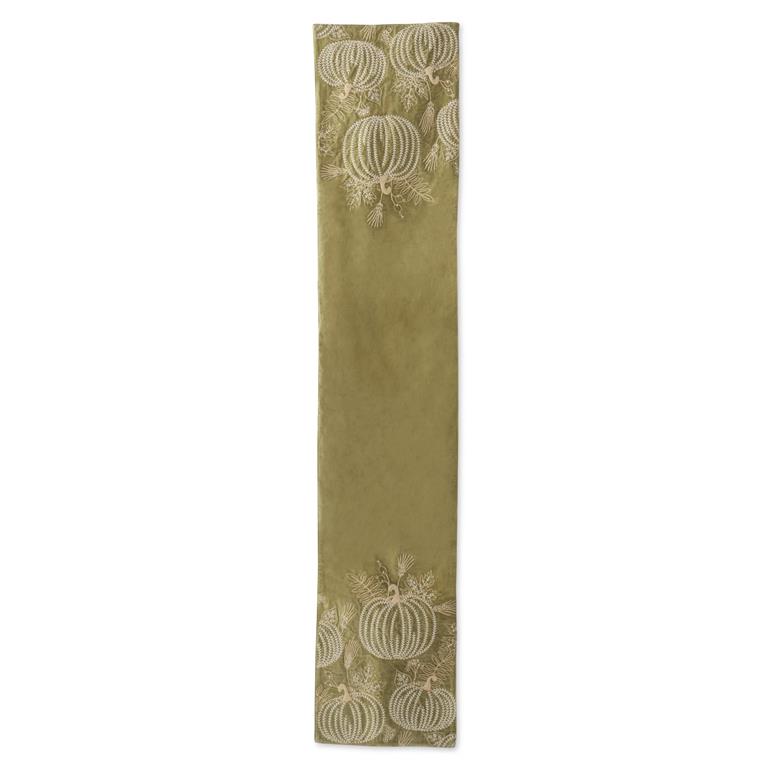 Embroidered Pumpkin Table Runner 72" – Light Green