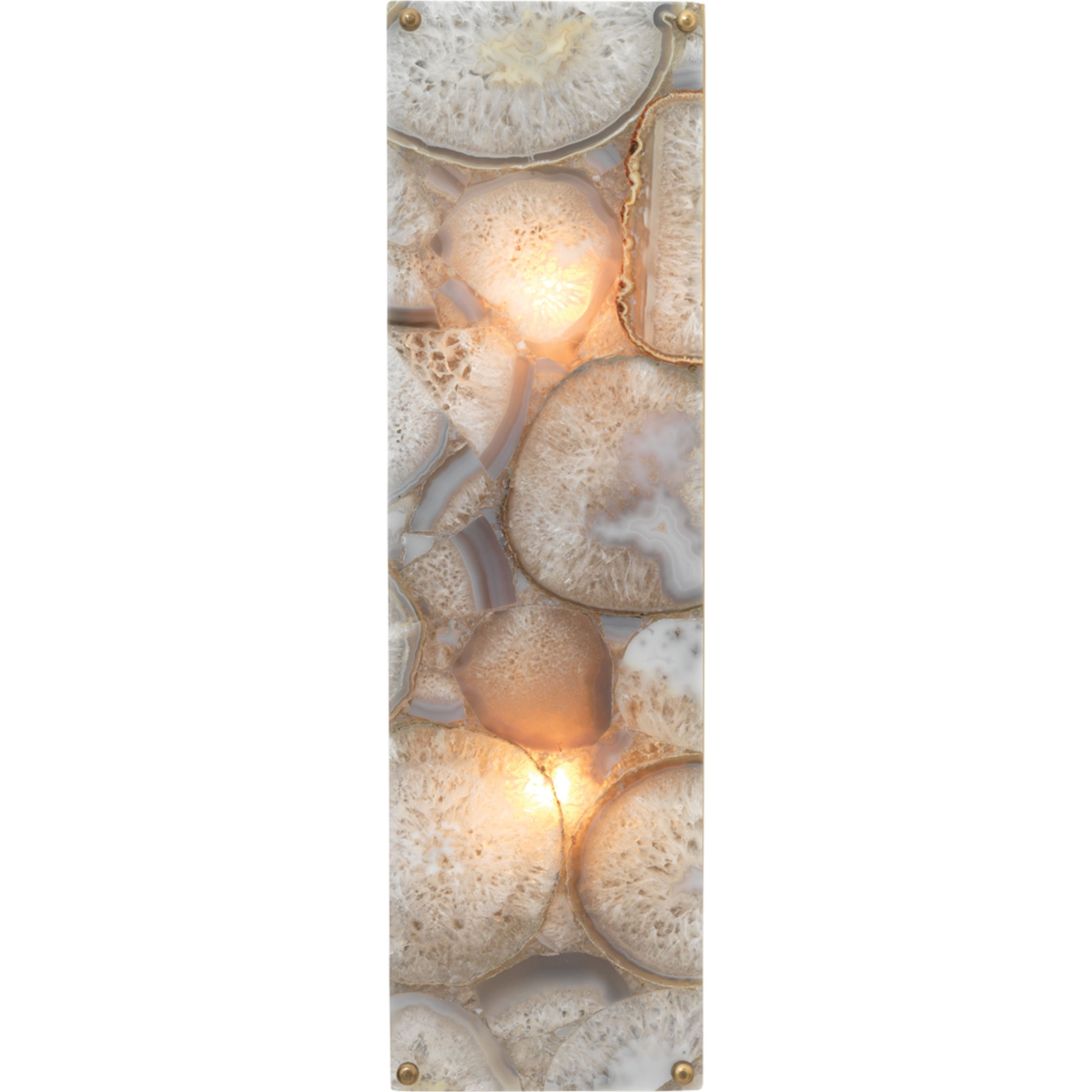 Adeline Rectangle Wall Sconce, Agate Resin and Antique Brass by Jamie Young