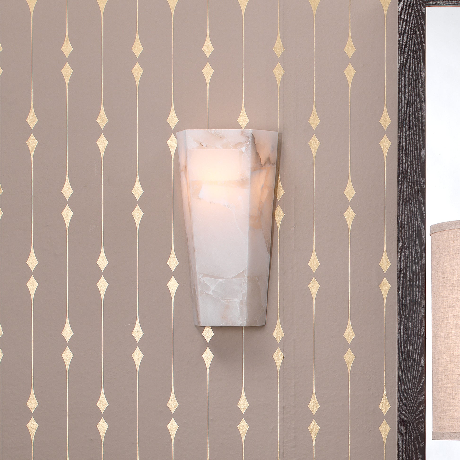 Borealis Tall Hexagon 1-Light Wall Alabaster Sconce by Jamie Young