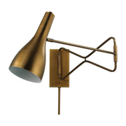 Lenz Swing Arm 1-Light Wall Sconce Brass by Jamie Young
