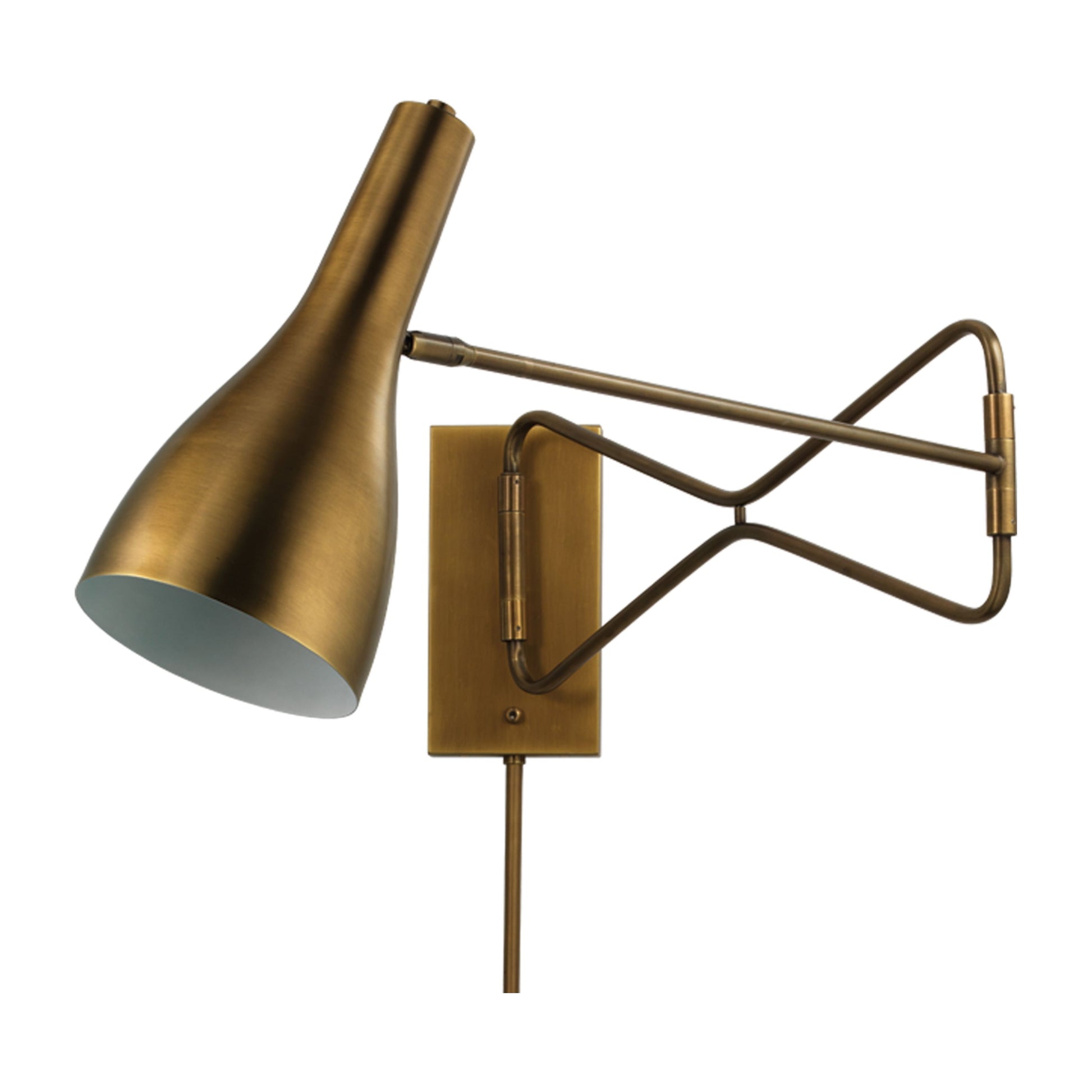 Lenz Swing Arm 1-Light Wall Sconce Brass by Jamie Young