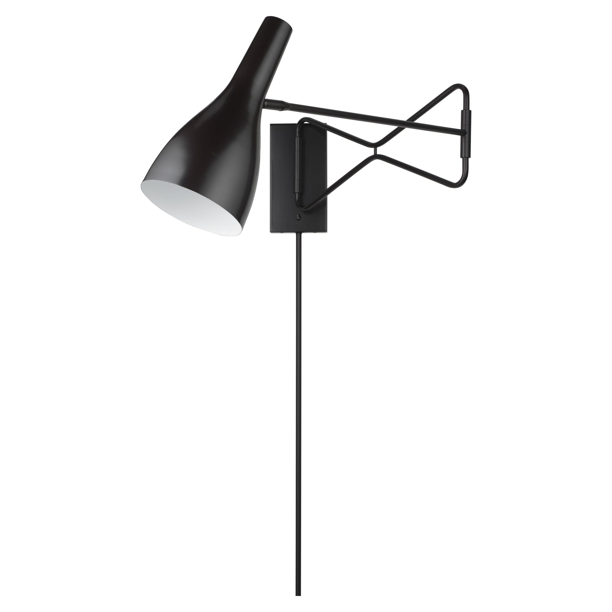 Lenz Swing Arm 1-Light Wall Sconce Black by Jamie Young
