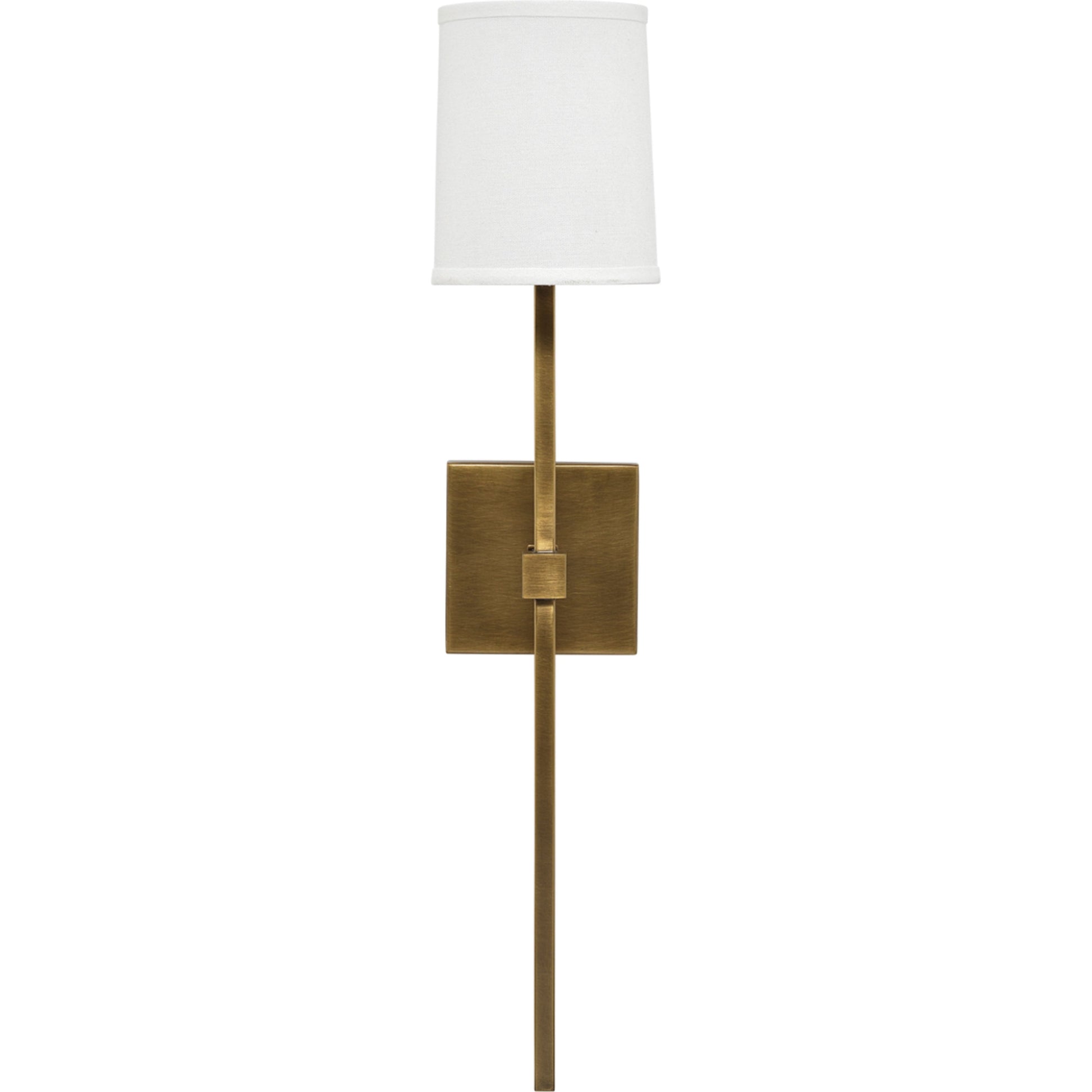 Minerva Wall Sconce, Antique Brass With White Linen Shade by Jamie Young