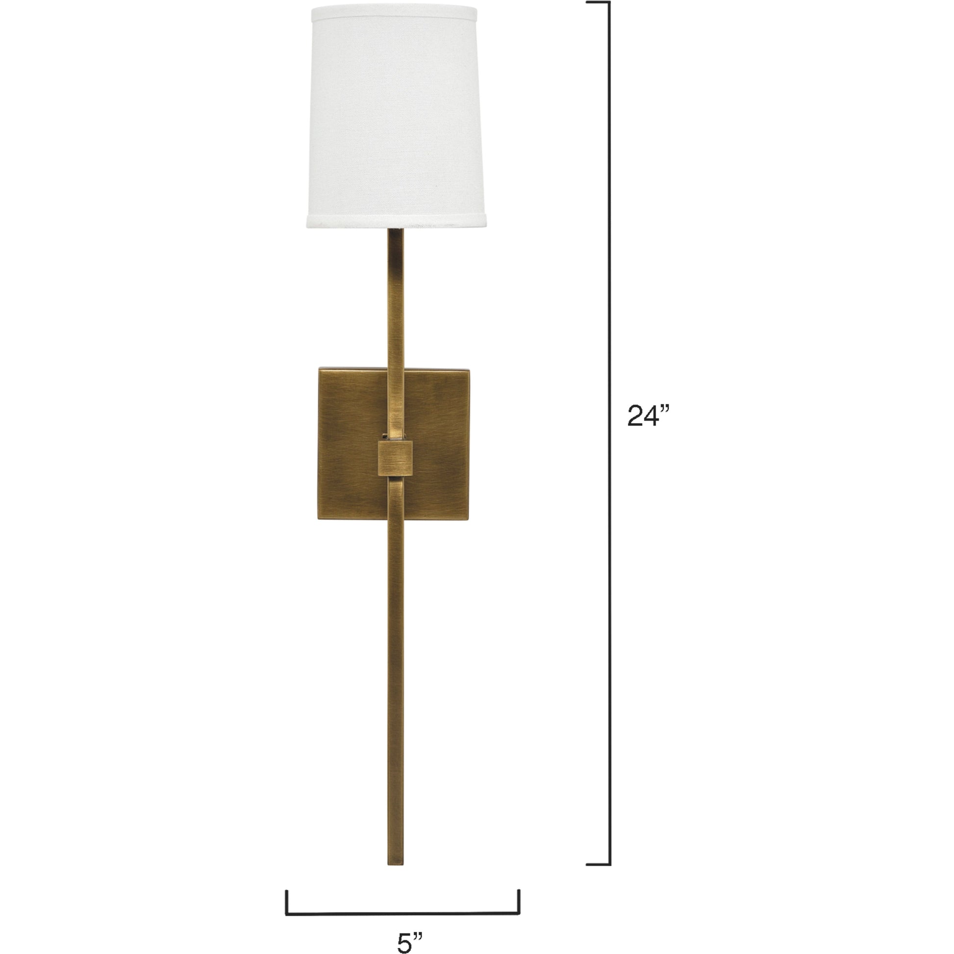 Minerva Wall Sconce, Antique Brass With White Linen Shade by Jamie Young