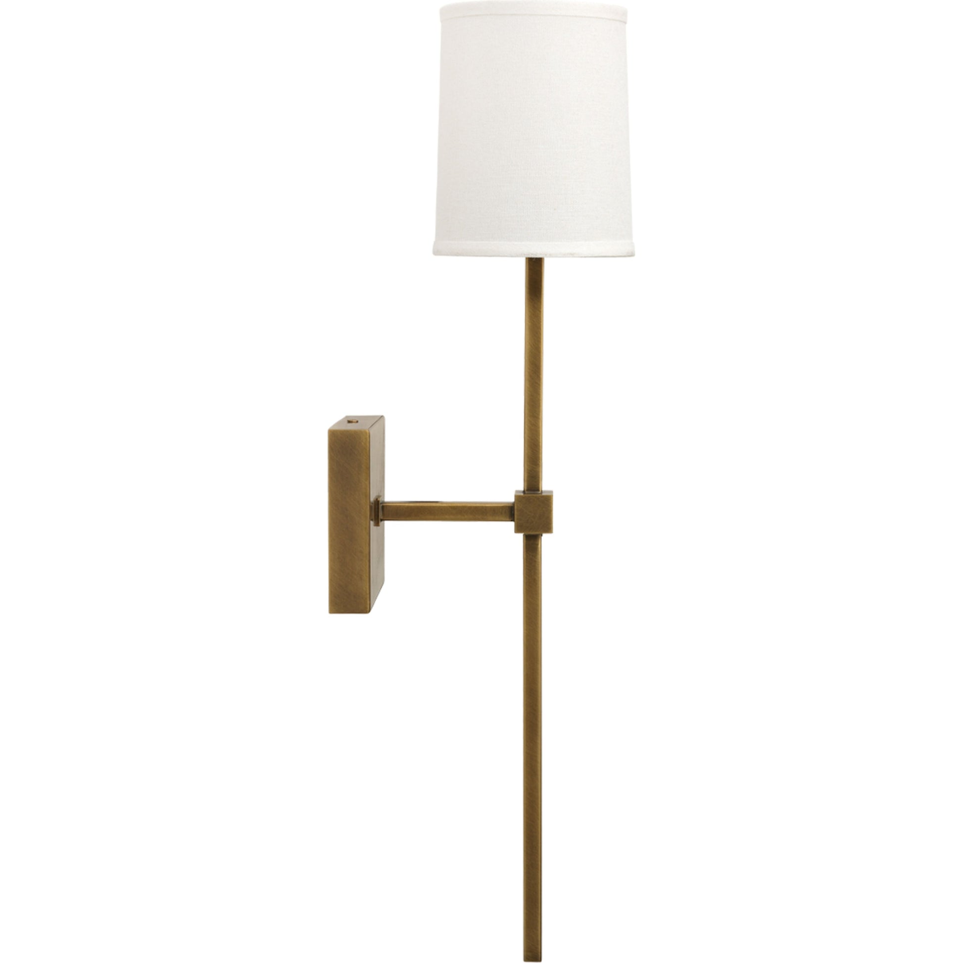 Minerva Wall Sconce, Antique Brass With White Linen Shade by Jamie Young