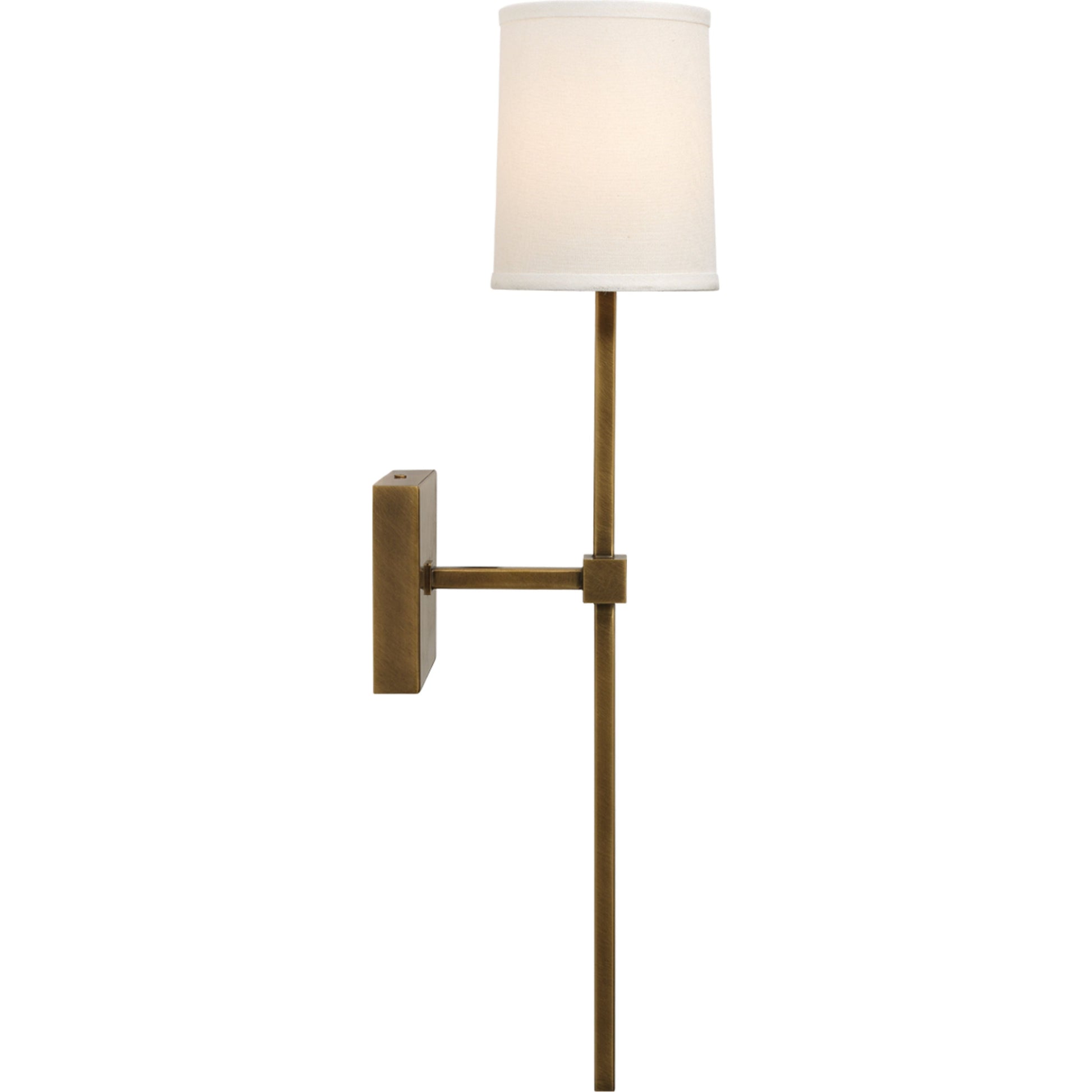 Minerva Wall Sconce, Antique Brass With White Linen Shade by Jamie Young