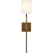 Minerva Wall Sconce, Antique Brass With White Linen Shade by Jamie Young