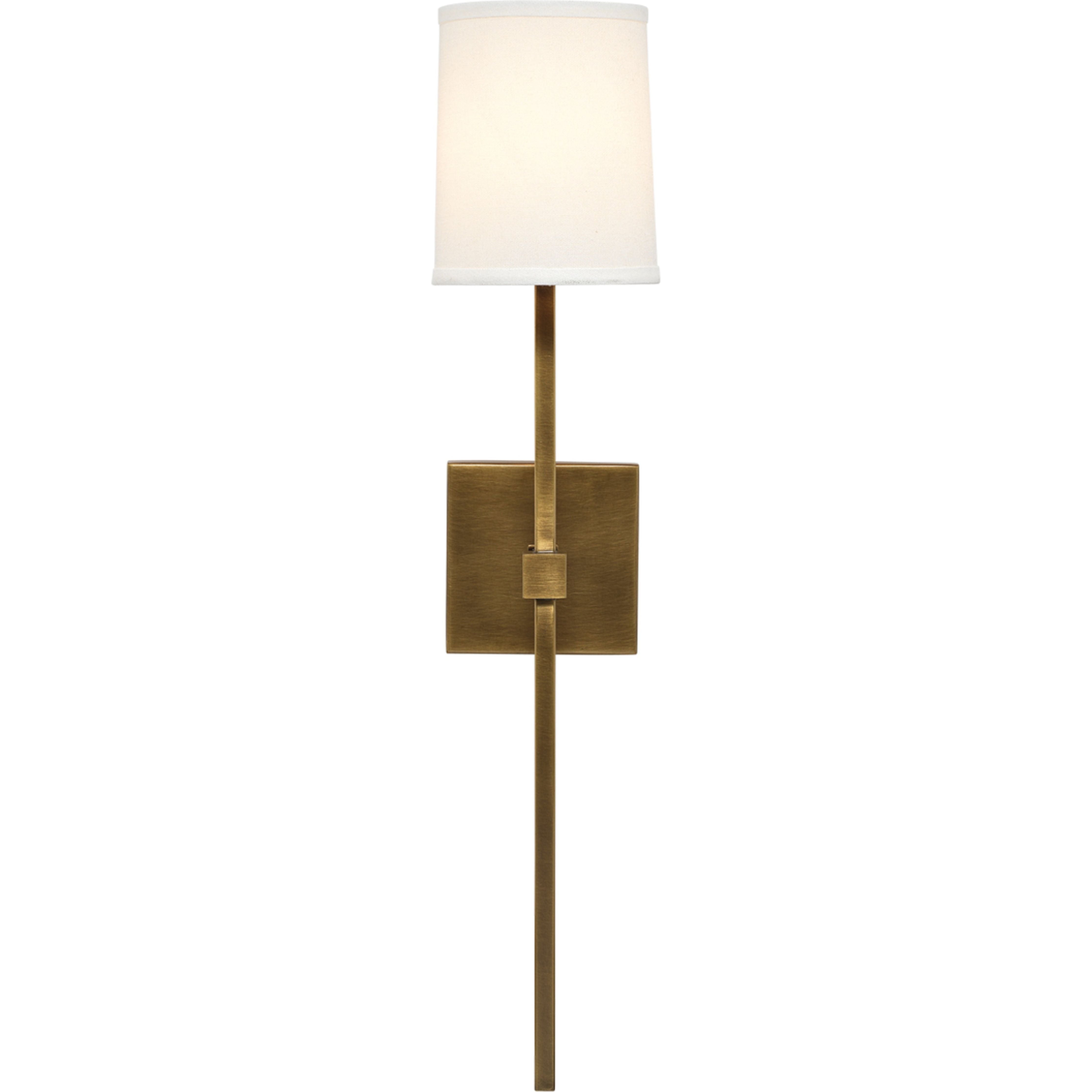 Minerva Wall Sconce, Antique Brass With White Linen Shade by Jamie Young