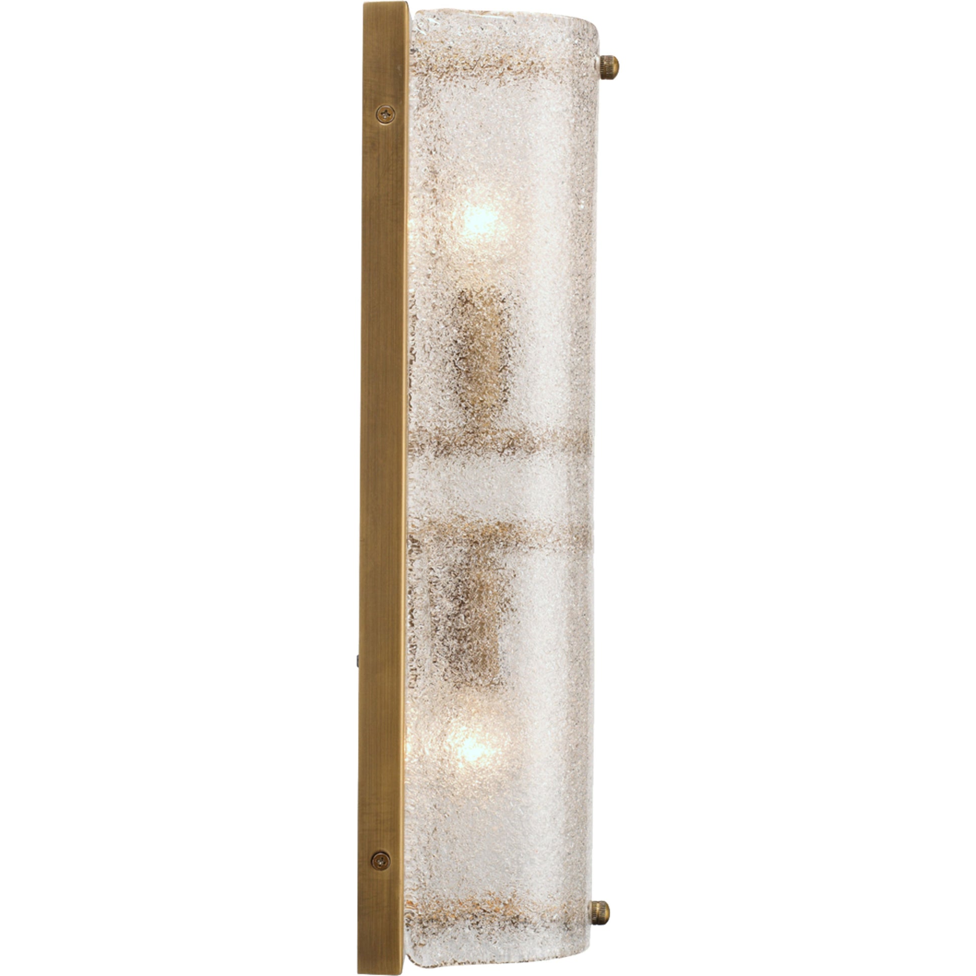 Moet Double Rounded Sconce, Textured Melted Ice Glass and Antique Brass Metal by Jamie Young