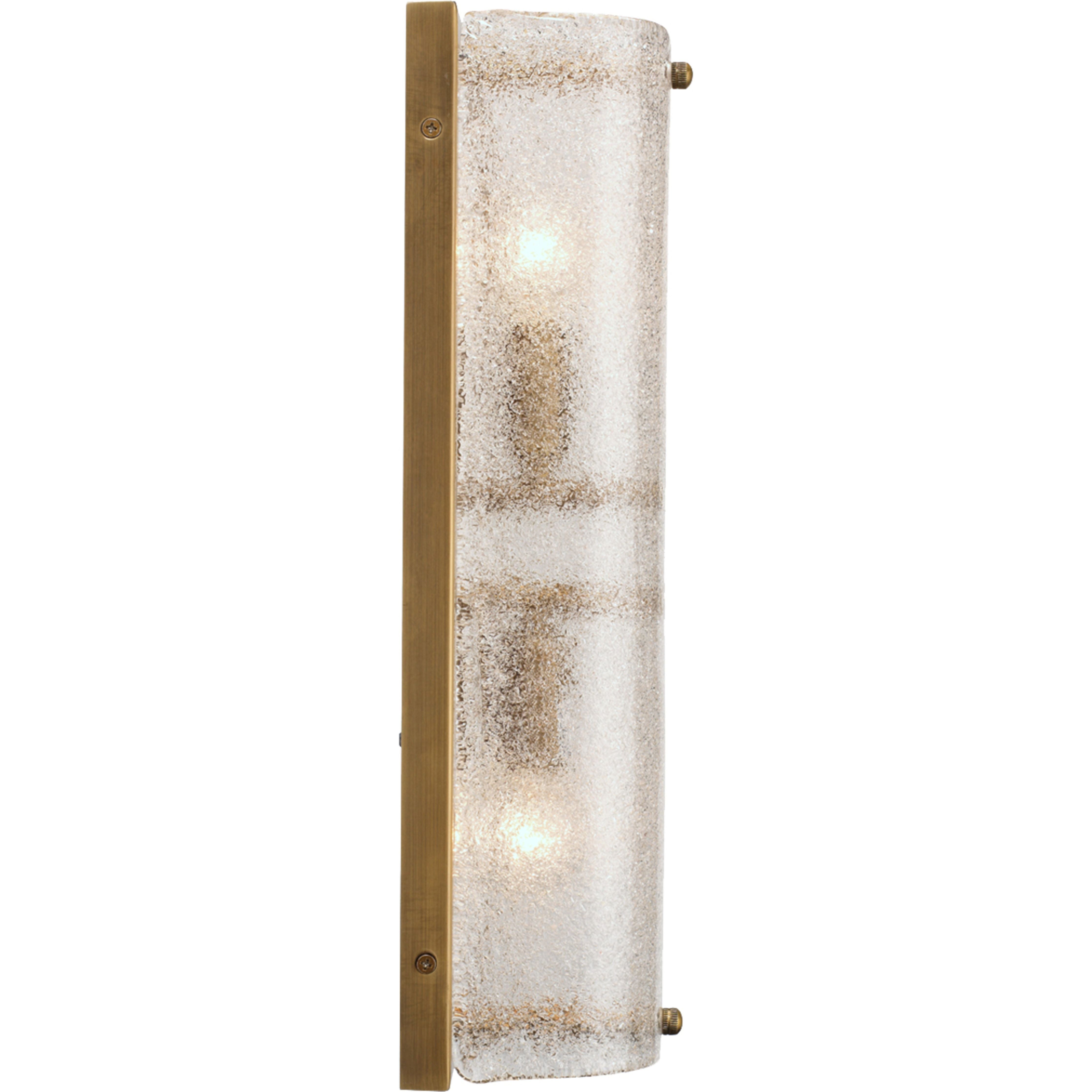 Moet Double Rounded Sconce, Textured Melted Ice Glass and Antique Brass Metal by Jamie Young