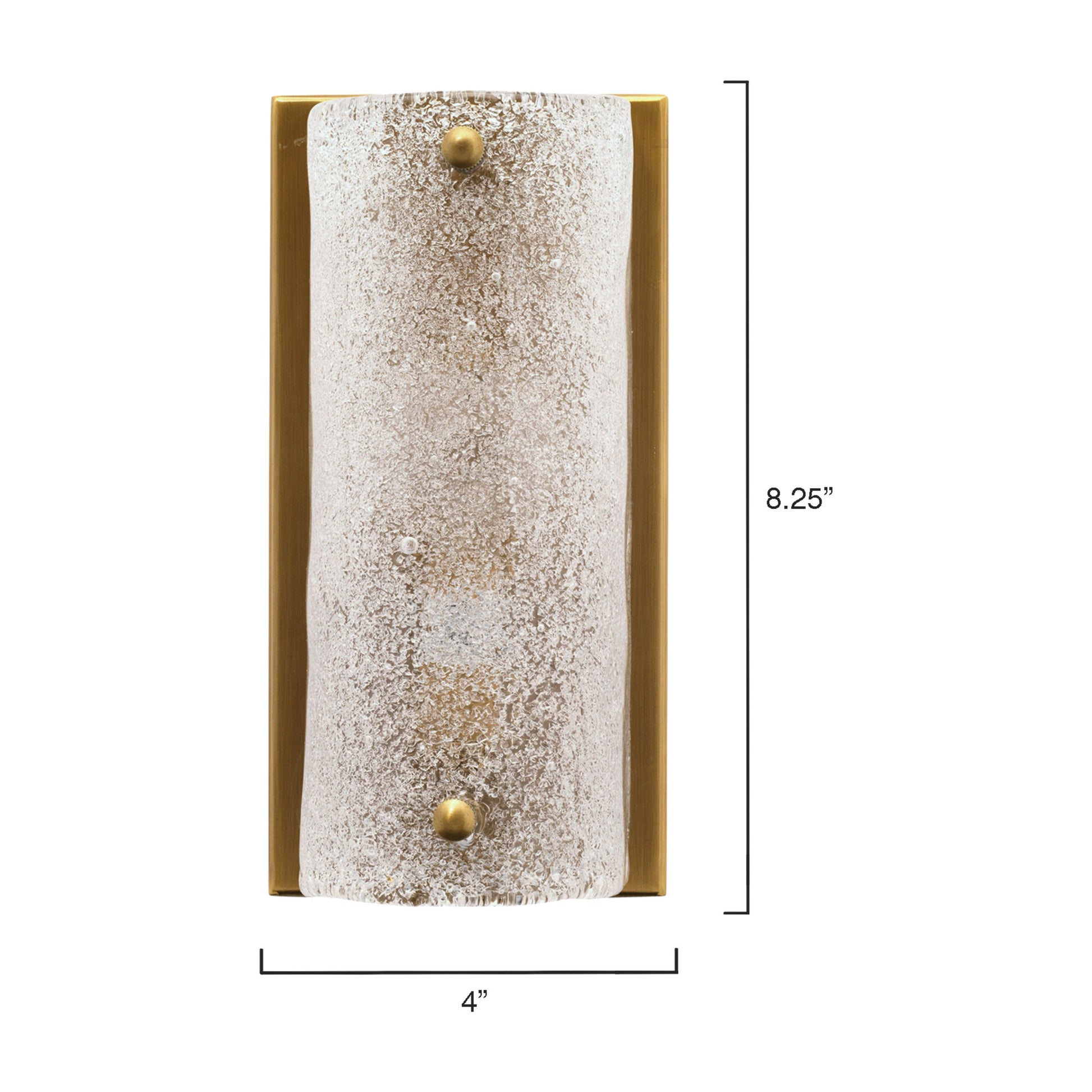 Moet Rounded Sconce, Textured Melted Ice Glass and Antique Brass Metal by Jamie Young
