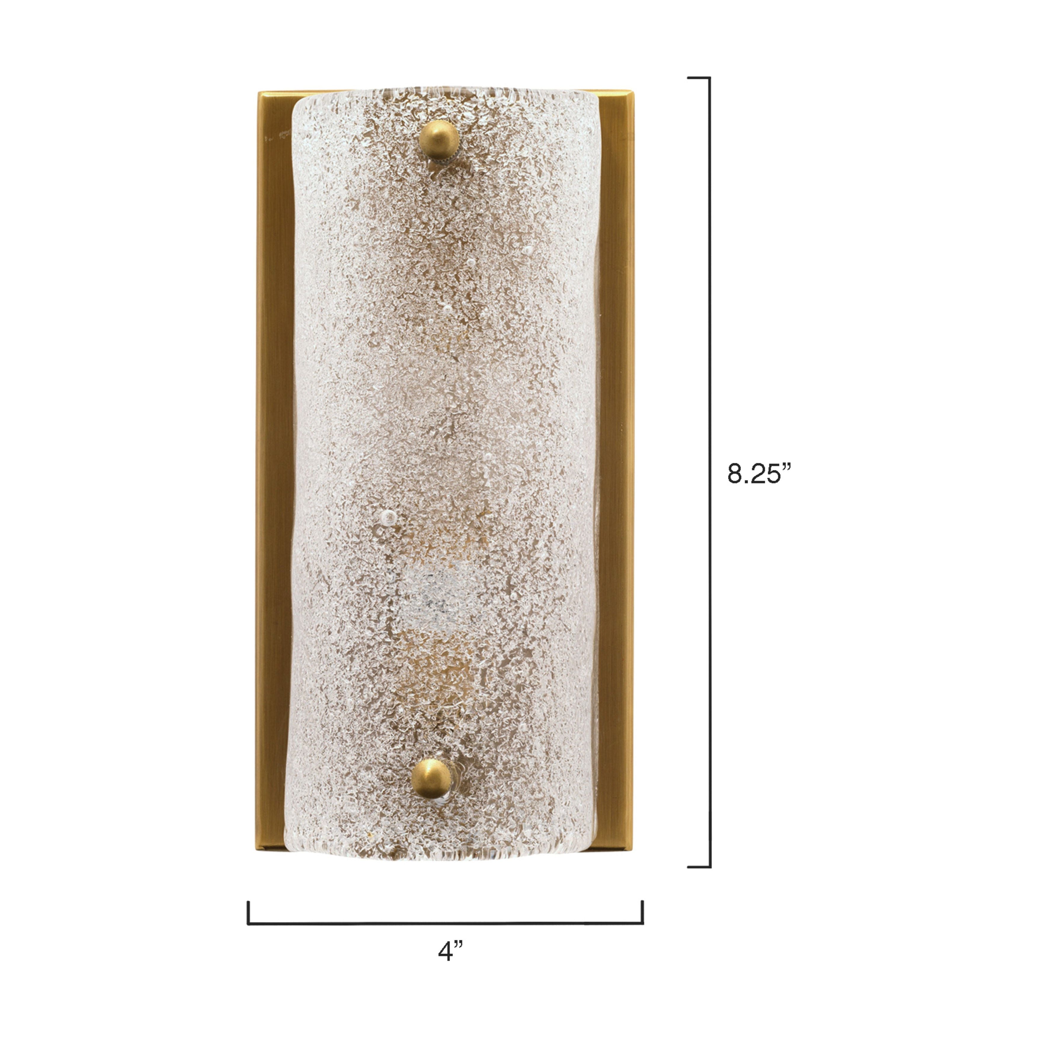 Moet Rounded Sconce, Textured Melted Ice Glass and Antique Brass Metal by Jamie Young