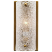 Moet Rounded Sconce, Textured Melted Ice Glass and Antique Brass Metal by Jamie Young