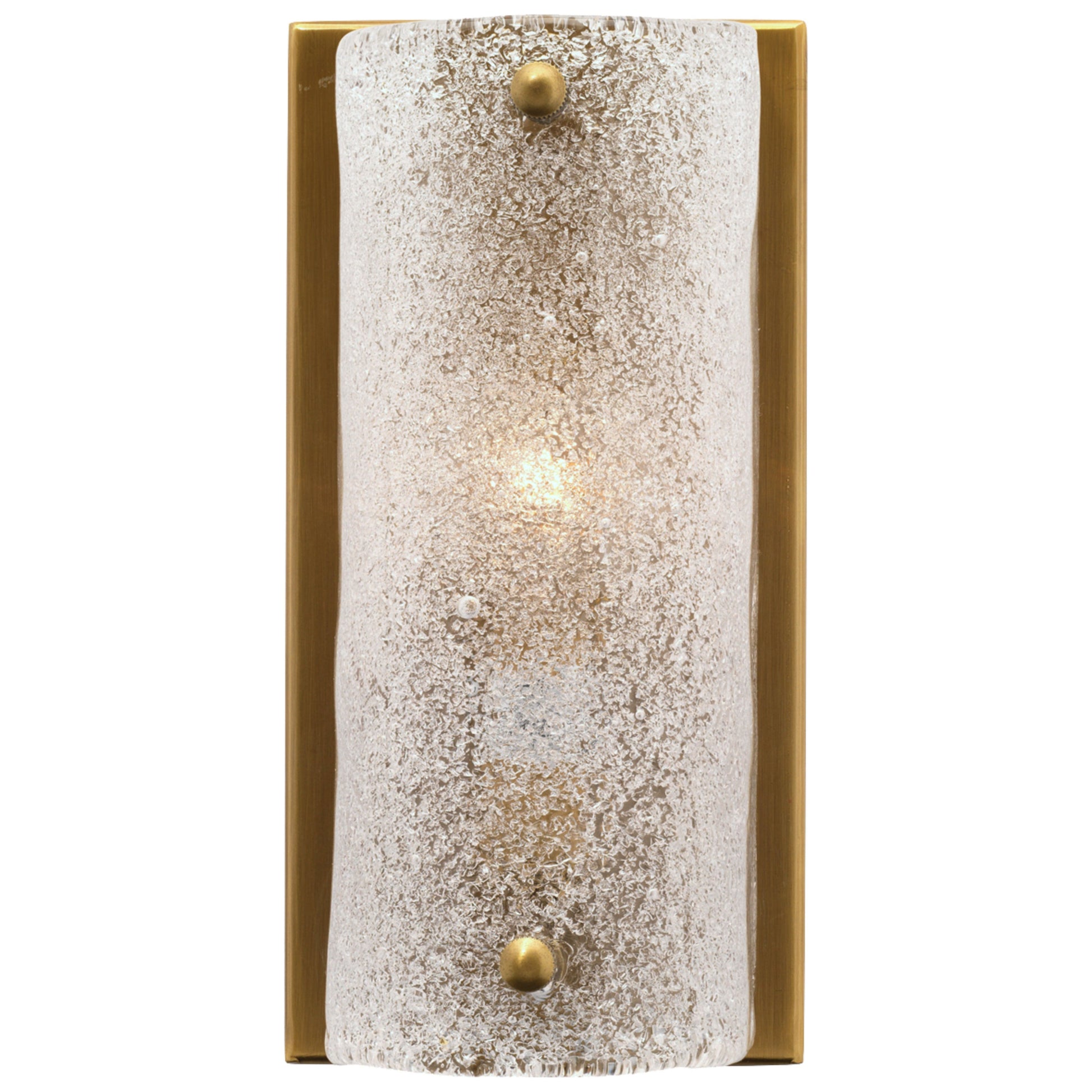 Moet Rounded Sconce, Textured Melted Ice Glass and Antique Brass Metal by Jamie Young